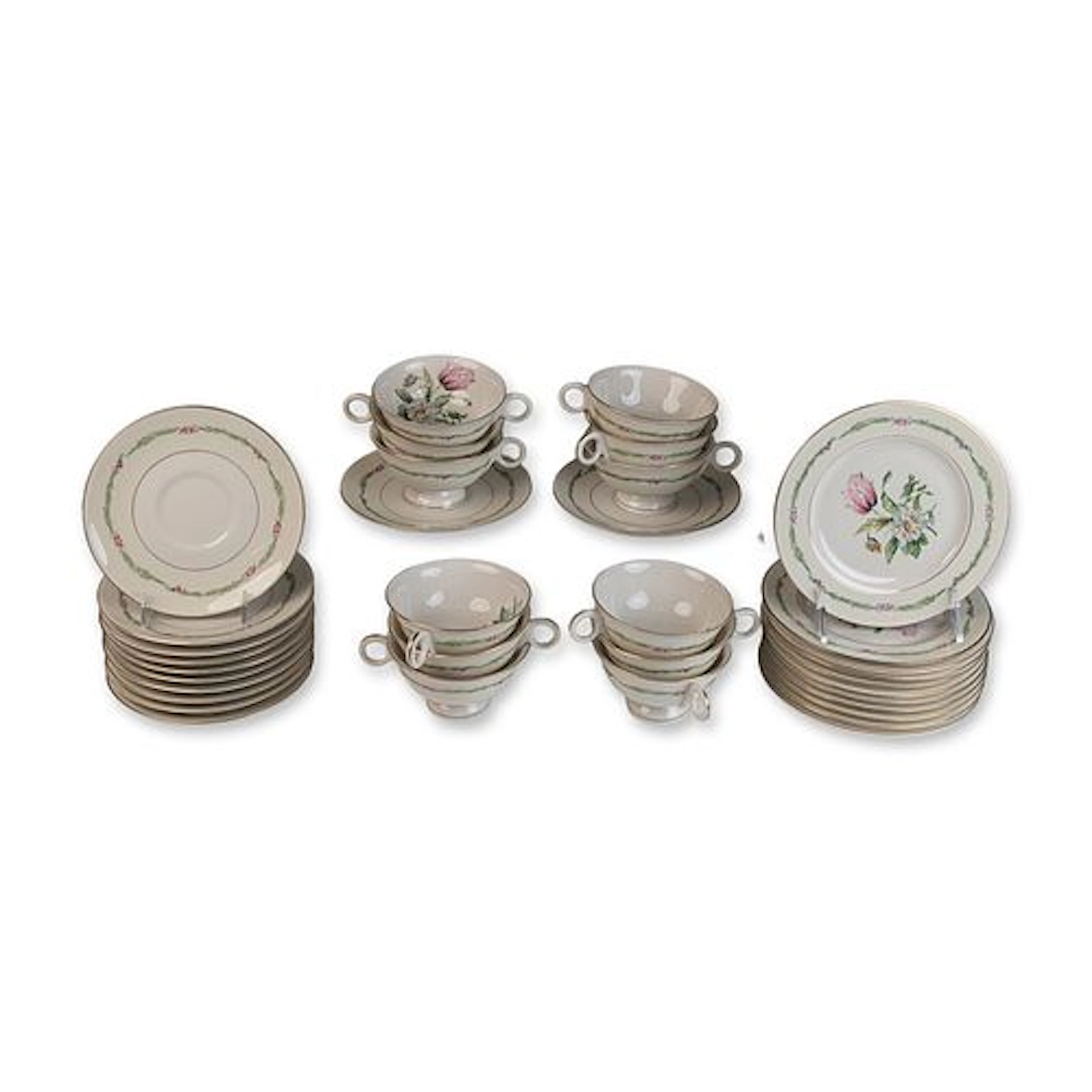 35pc Theodore Haviland New York Garden Flowers Porcelain Tableware