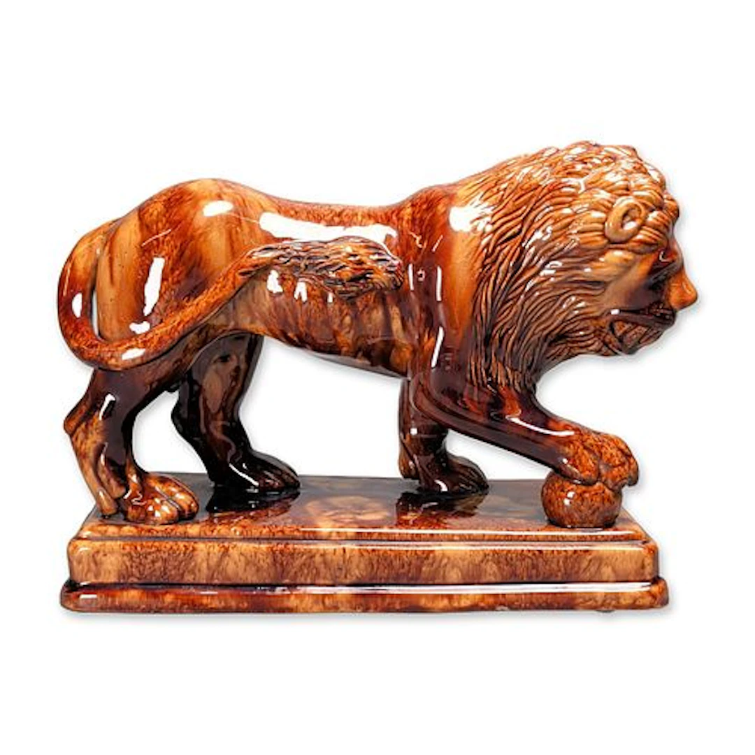 Rockingham Glazed Ceramic Medici Lion Figurine