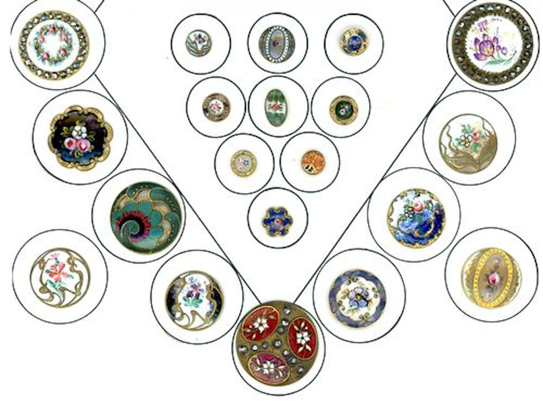 A PARTIAL CARD OF DIVISION 0NE ENAMEL BUTTONS