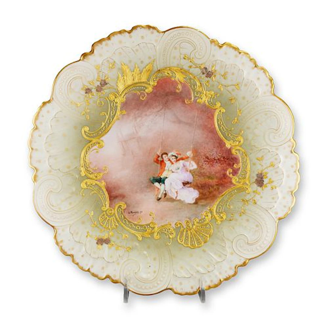Mansard Paris Belle Epoque Hand-Painted Rococo Revival Cabinet Plate