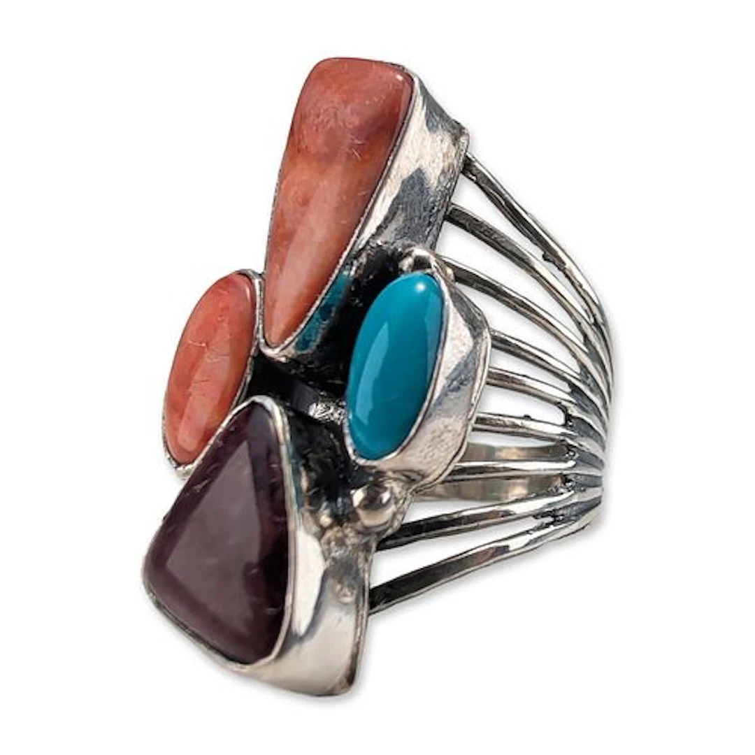 Roie Jaque Navajo Sterling Silver Multistone Ring