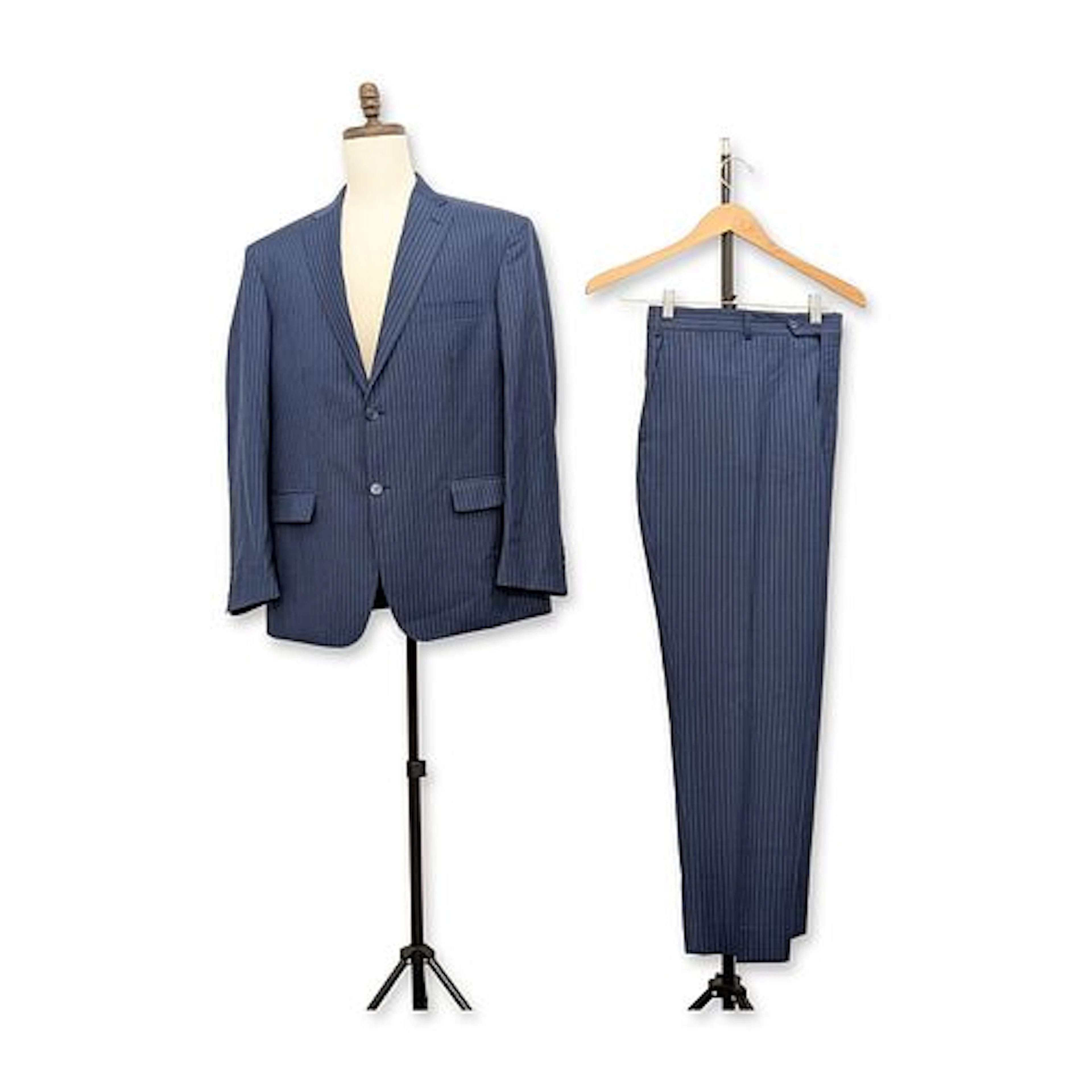 2pc Ike Behar Pinstripe Super 110s Wool Two Piece Suit