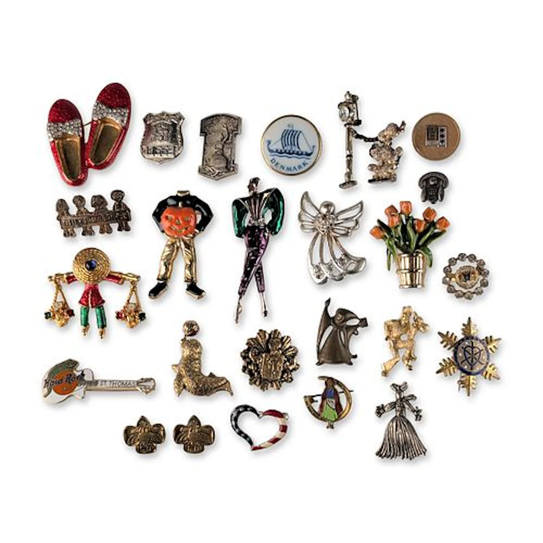 25pc Vintage and Contemporary Whimsical and Figural Costume Jewelry Brooch Pins