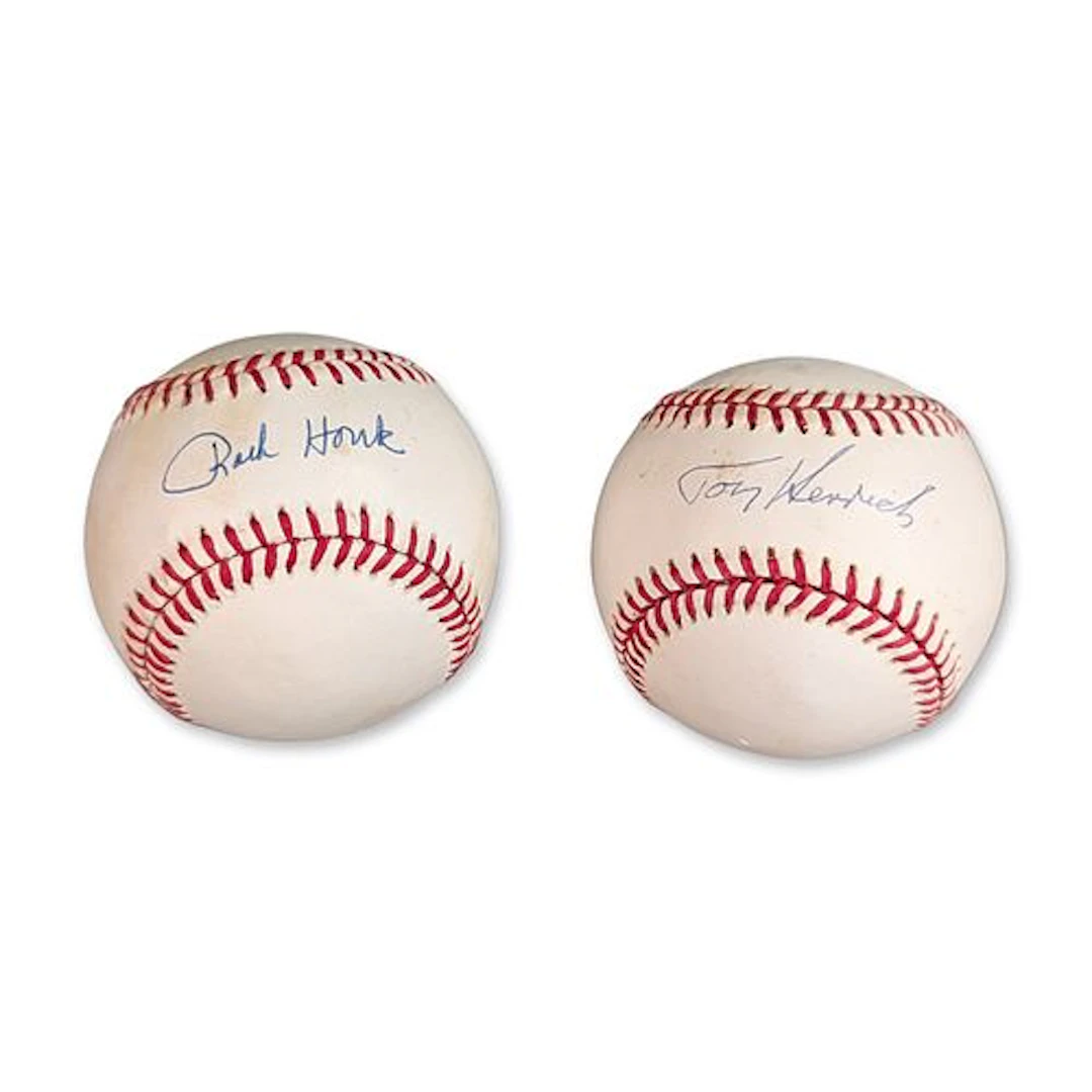 2pc PSA/DNA Ralph Houk and Tony Henrich Signed American League Baseball w/ COA
