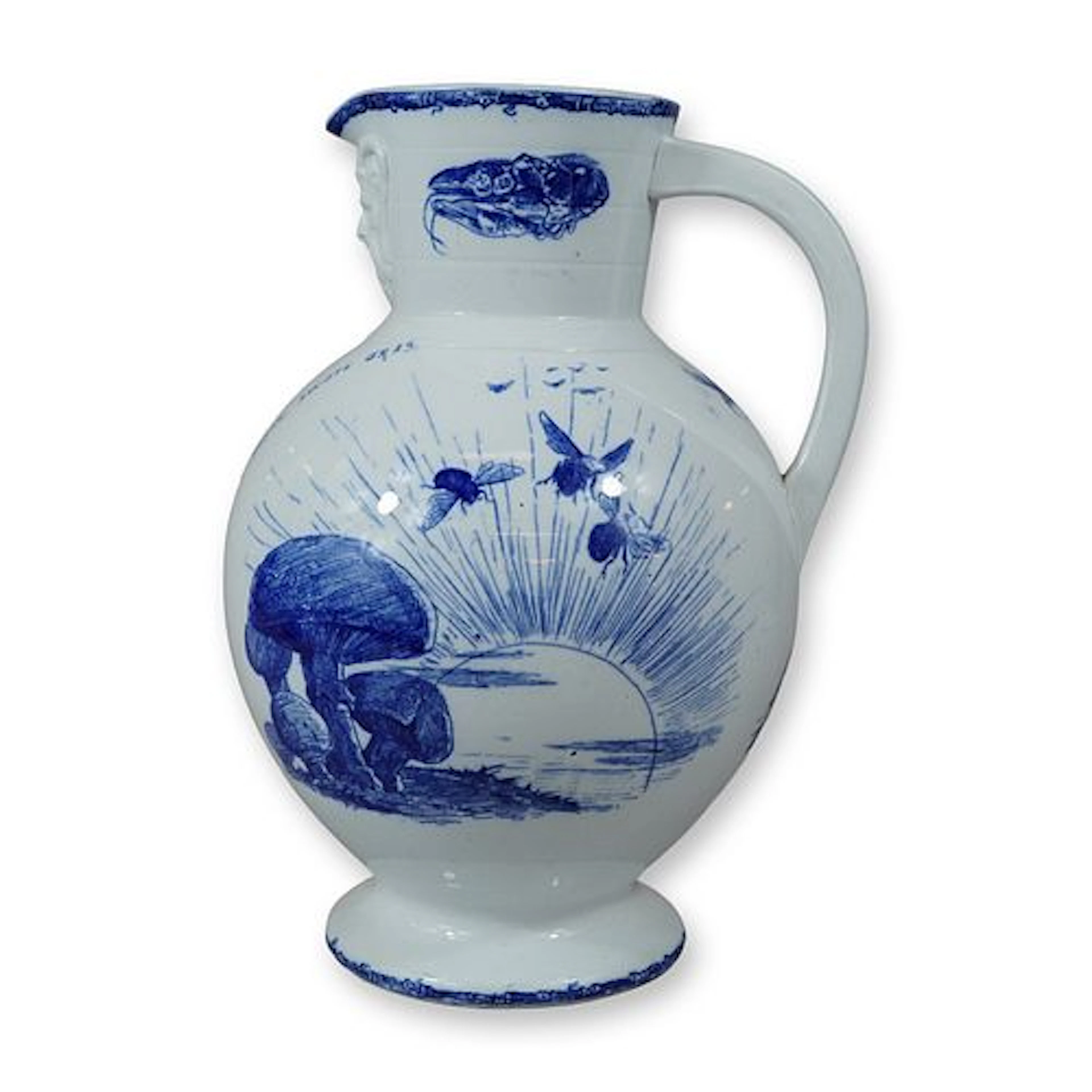Wedgwood Blue and White Transfer-Printed Earthenware Mottoes from Chaucer Jug