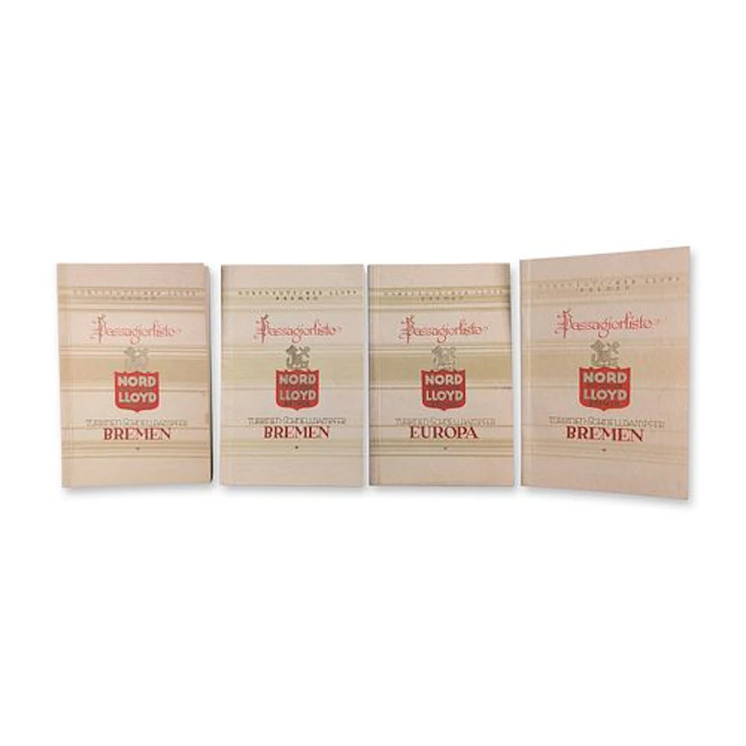 Set of Four Norddeutscher Lloyd Passenger List Booklets