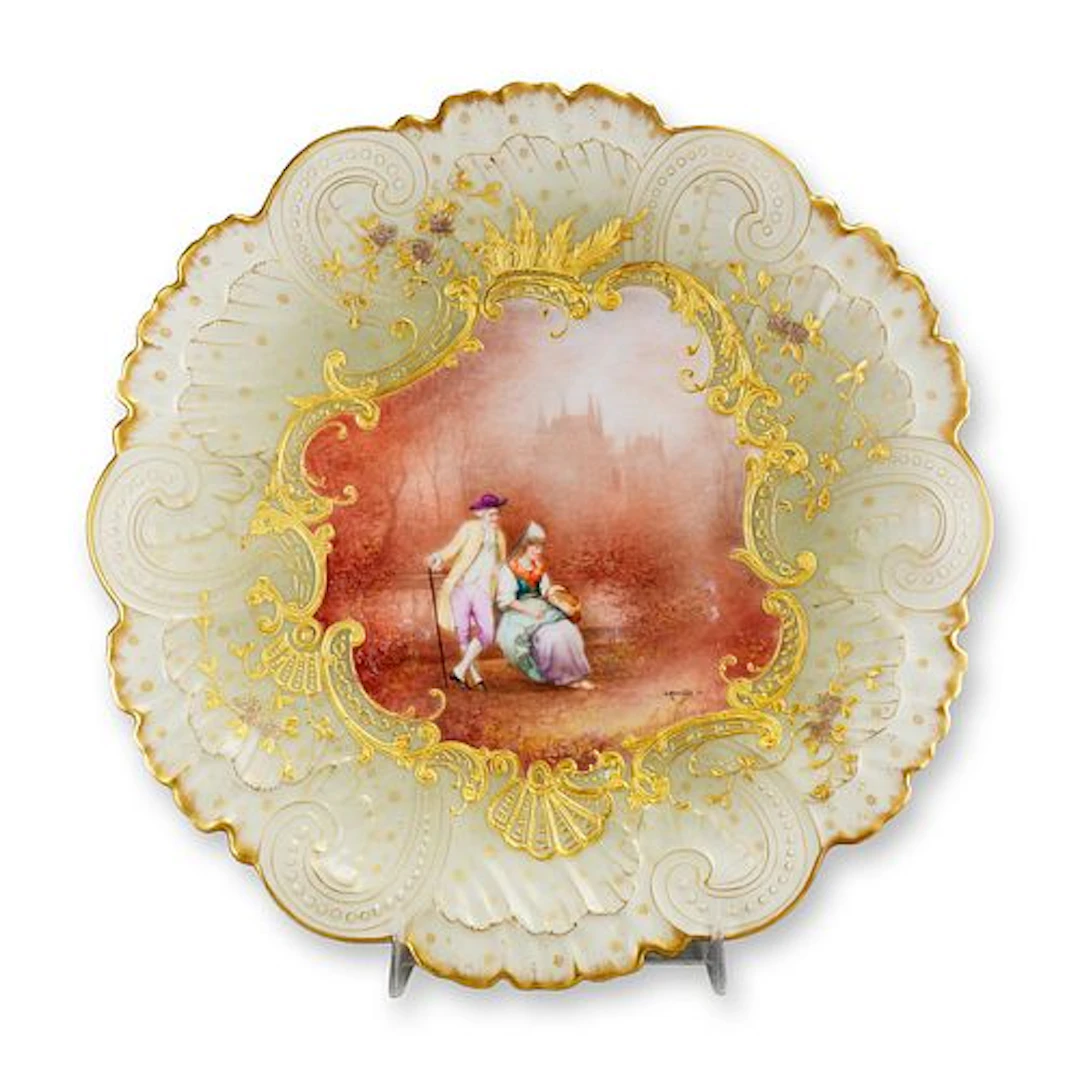 Mansard Paris Belle Epoque Hand-Painted Rococo Revival Cabinet Plate
