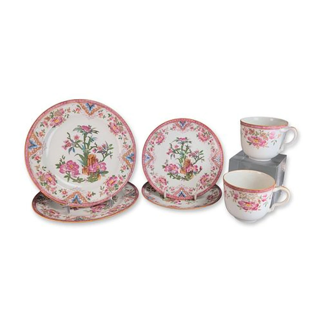 6pc Wedgwood England Chinoiserie Style Porcelain Tea Service