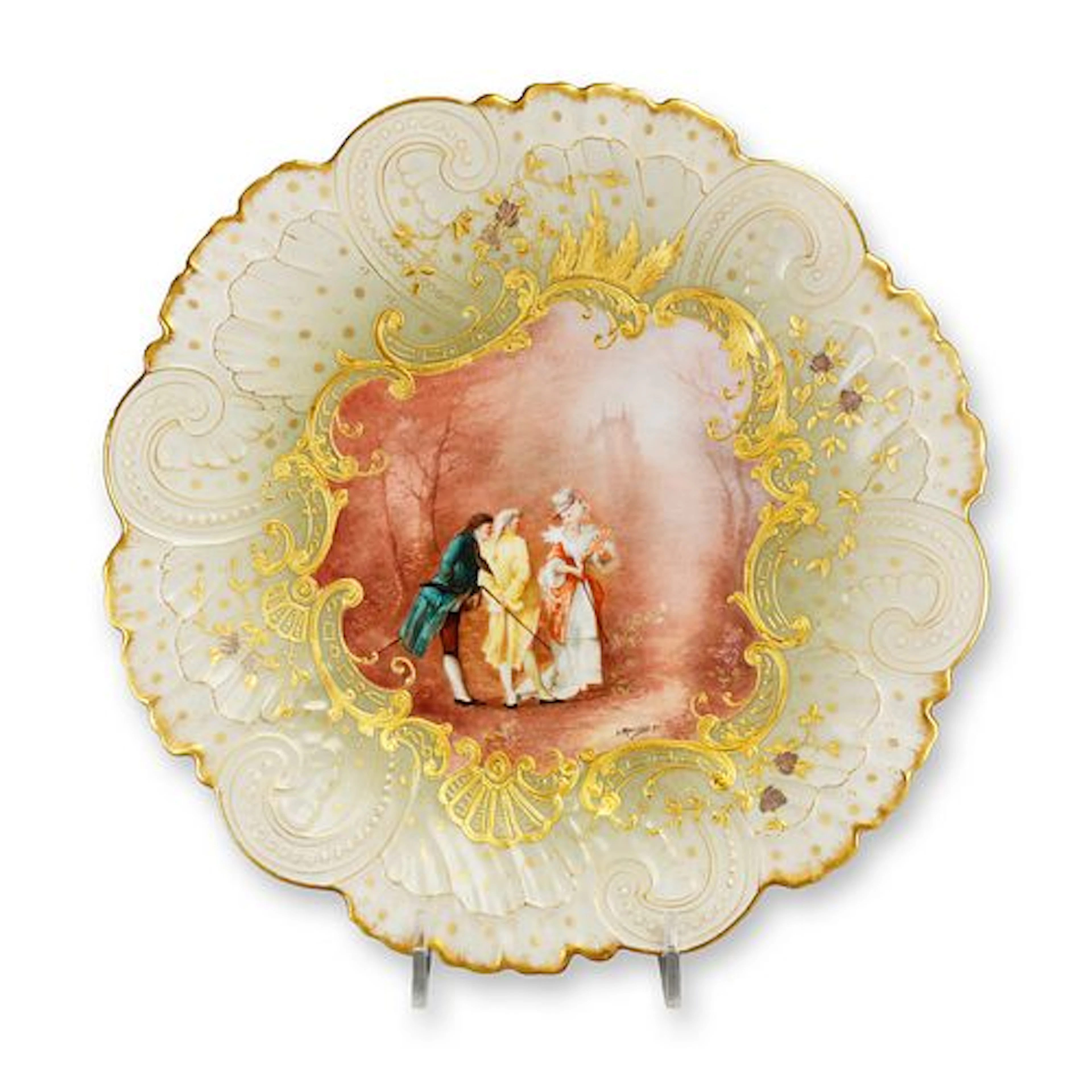 Mansard Paris Belle Epoque Hand-Painted Rococo Revival Cabinet Plate