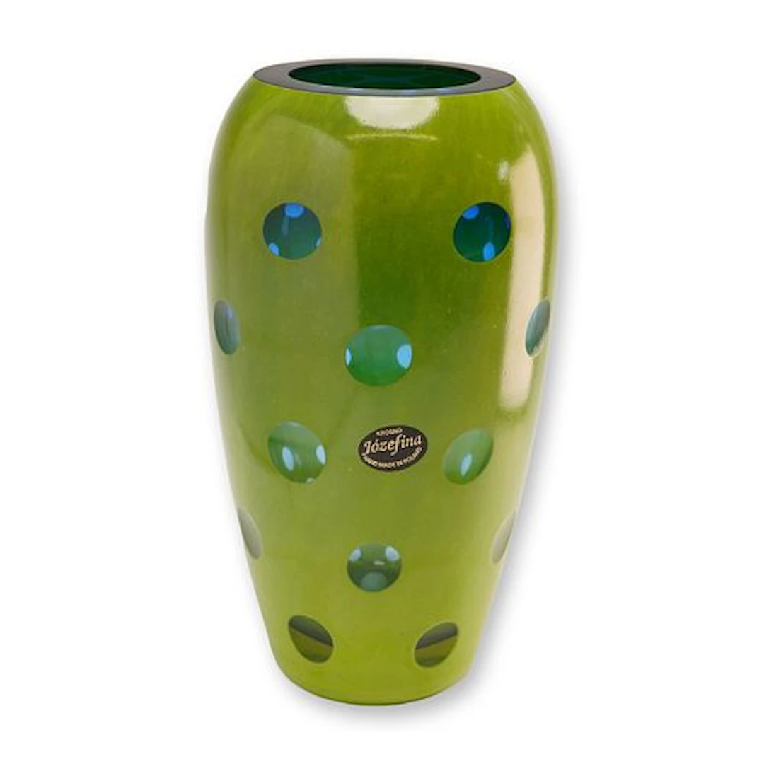 Jozefina Glassworks Krosno Poland Art Glass Lens Cut Vase