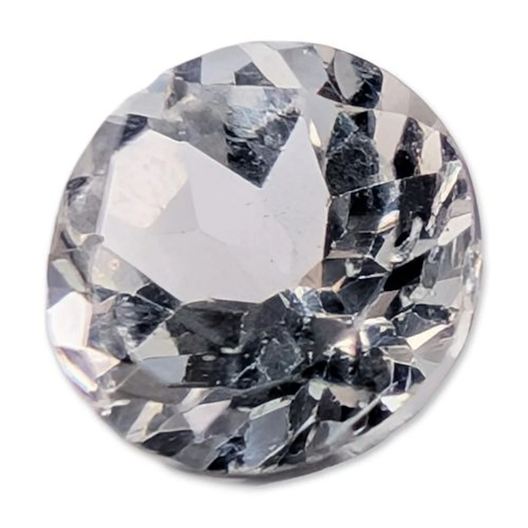 Round Brilliant Cut Colorless Faceted Topaz Gemstone