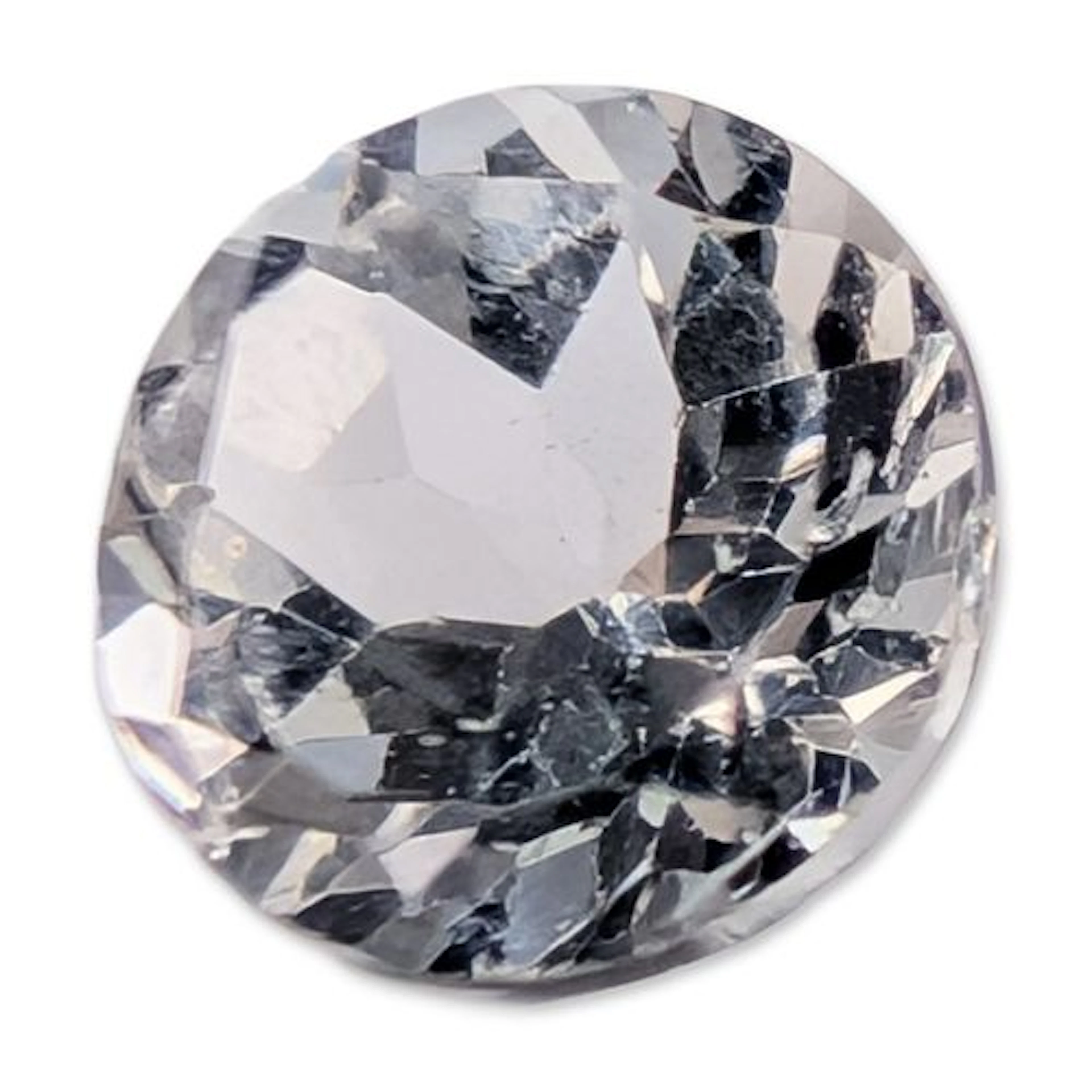 Round Brilliant Cut Colorless Faceted Topaz Gemstone