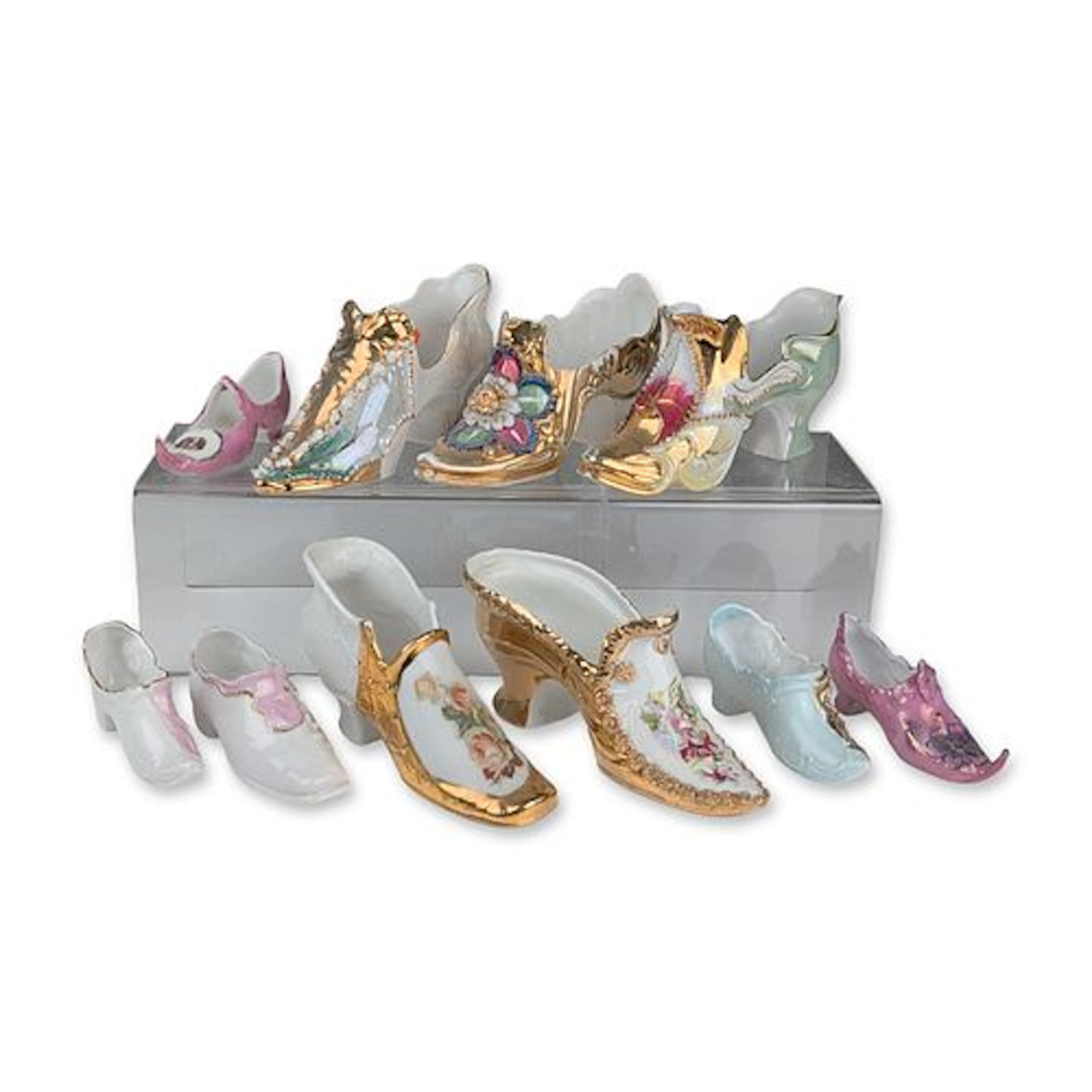 10pc German Porcelain Shoe and Boot Figurines
