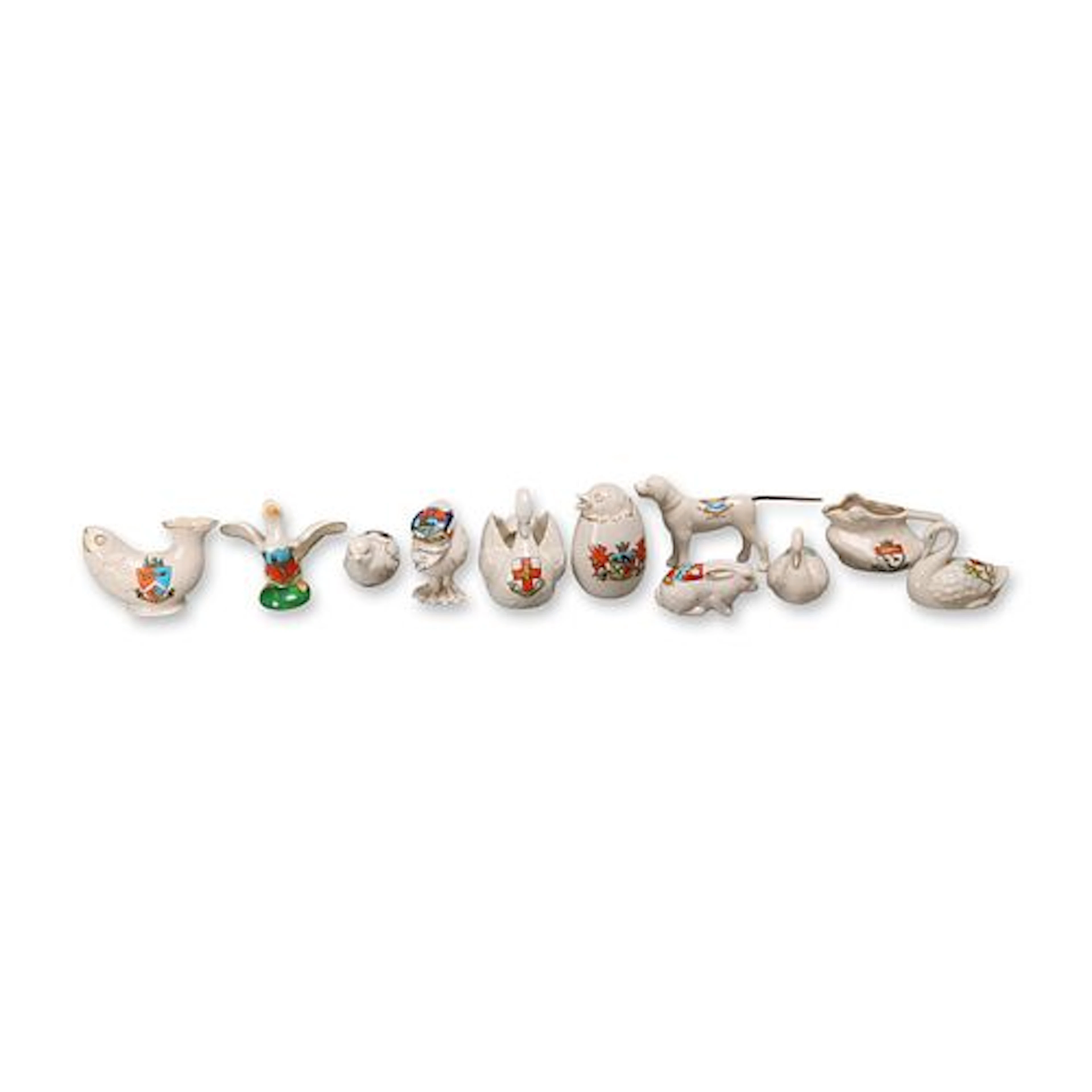 11pc Collection of British Porcelain Heraldic Crested Ware Animal-Shaped