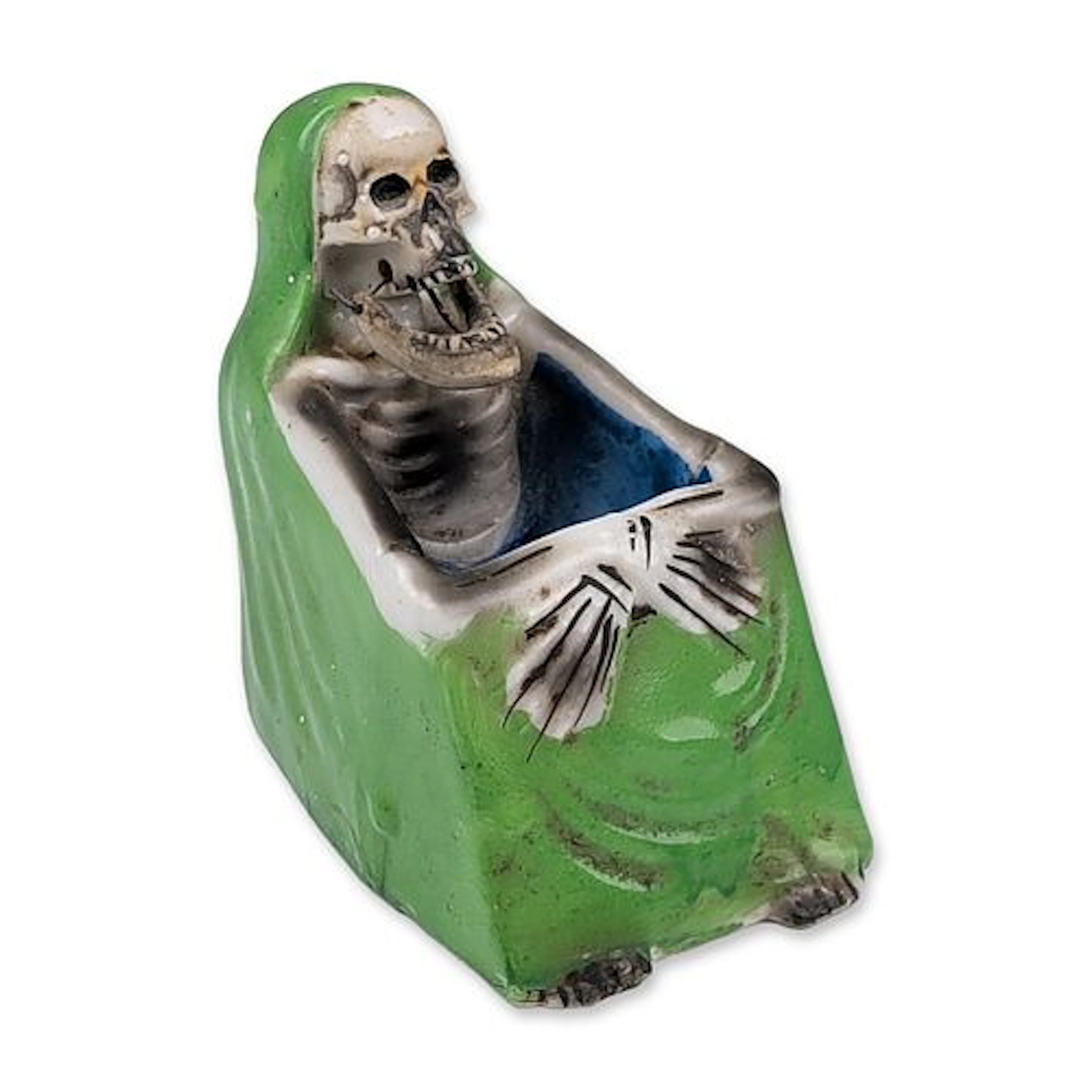 Japanese Ceramic Skeleton Bobble Jaw Ashtray