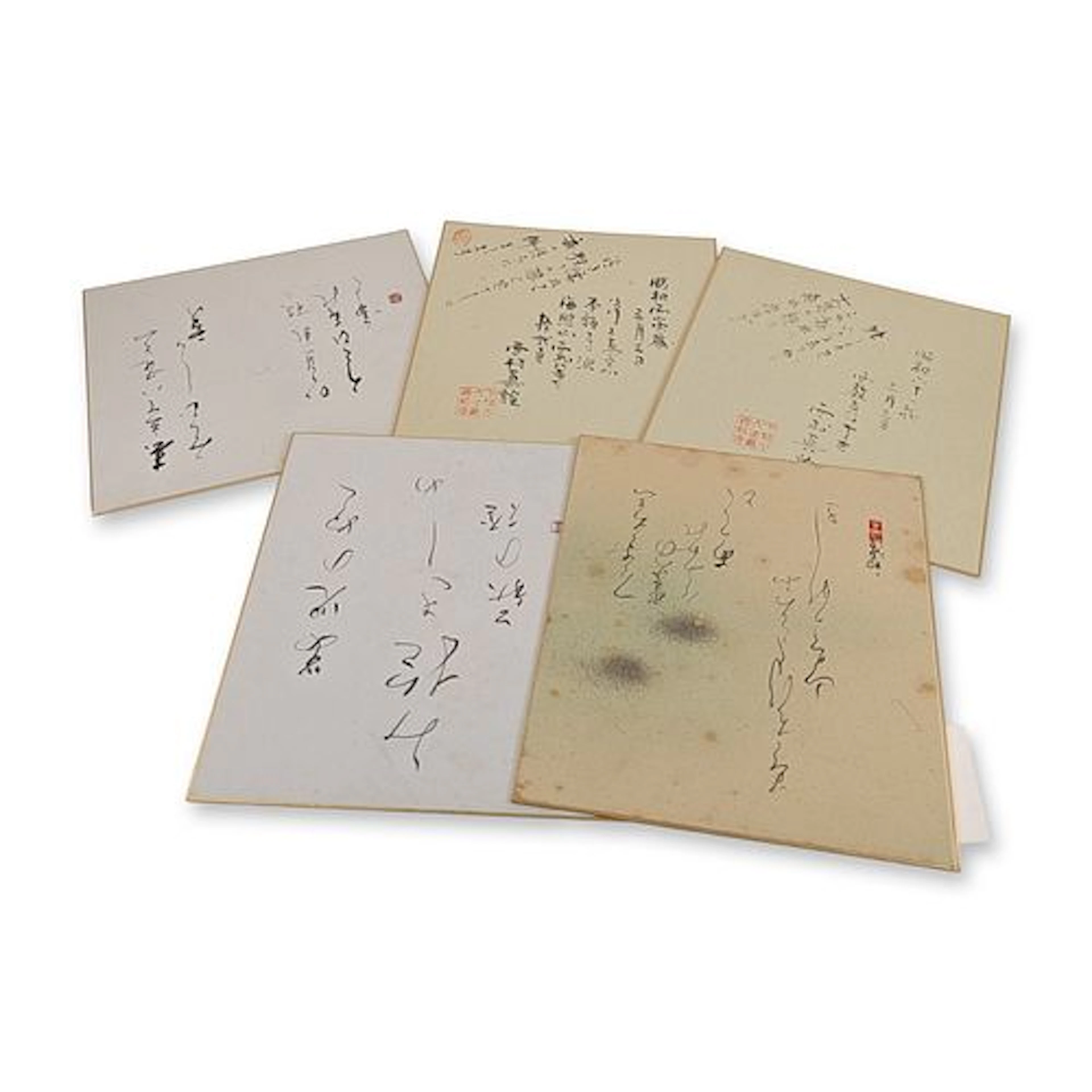 5pc Japanese Calligraphy and Verse Shikishi Boards