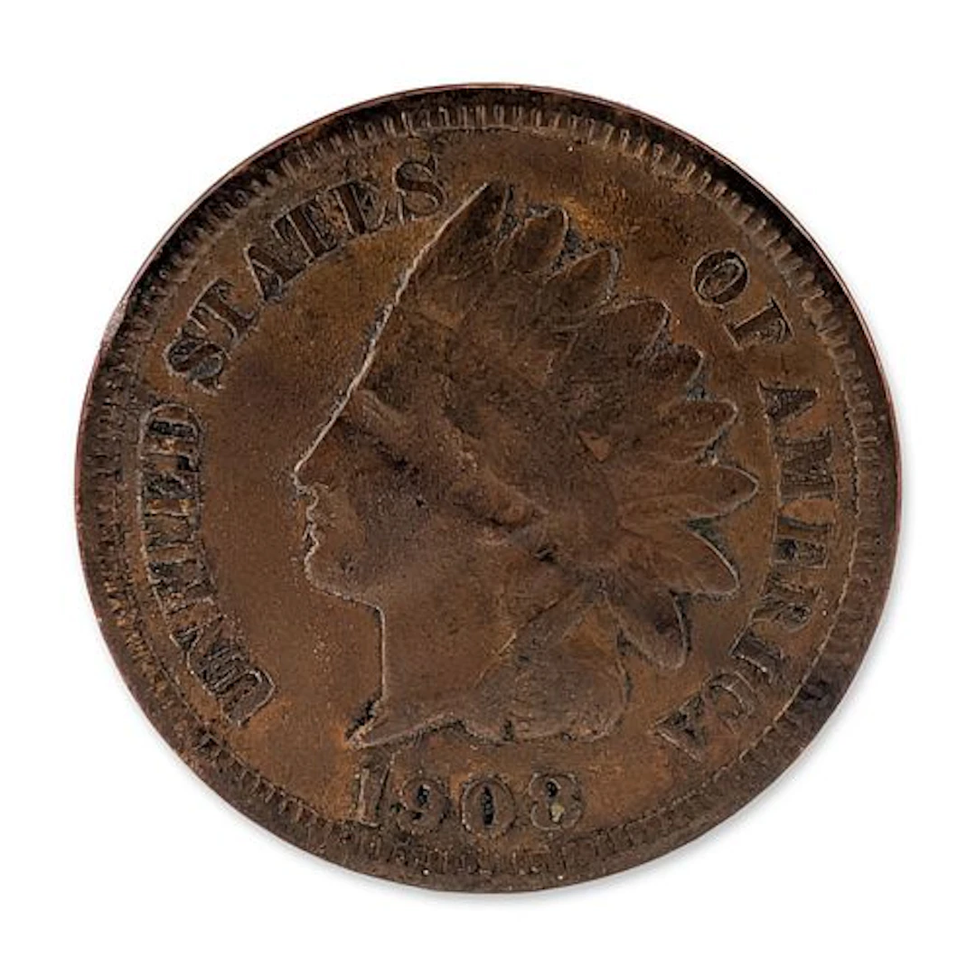 1908 US Indian Head One Cent Coin