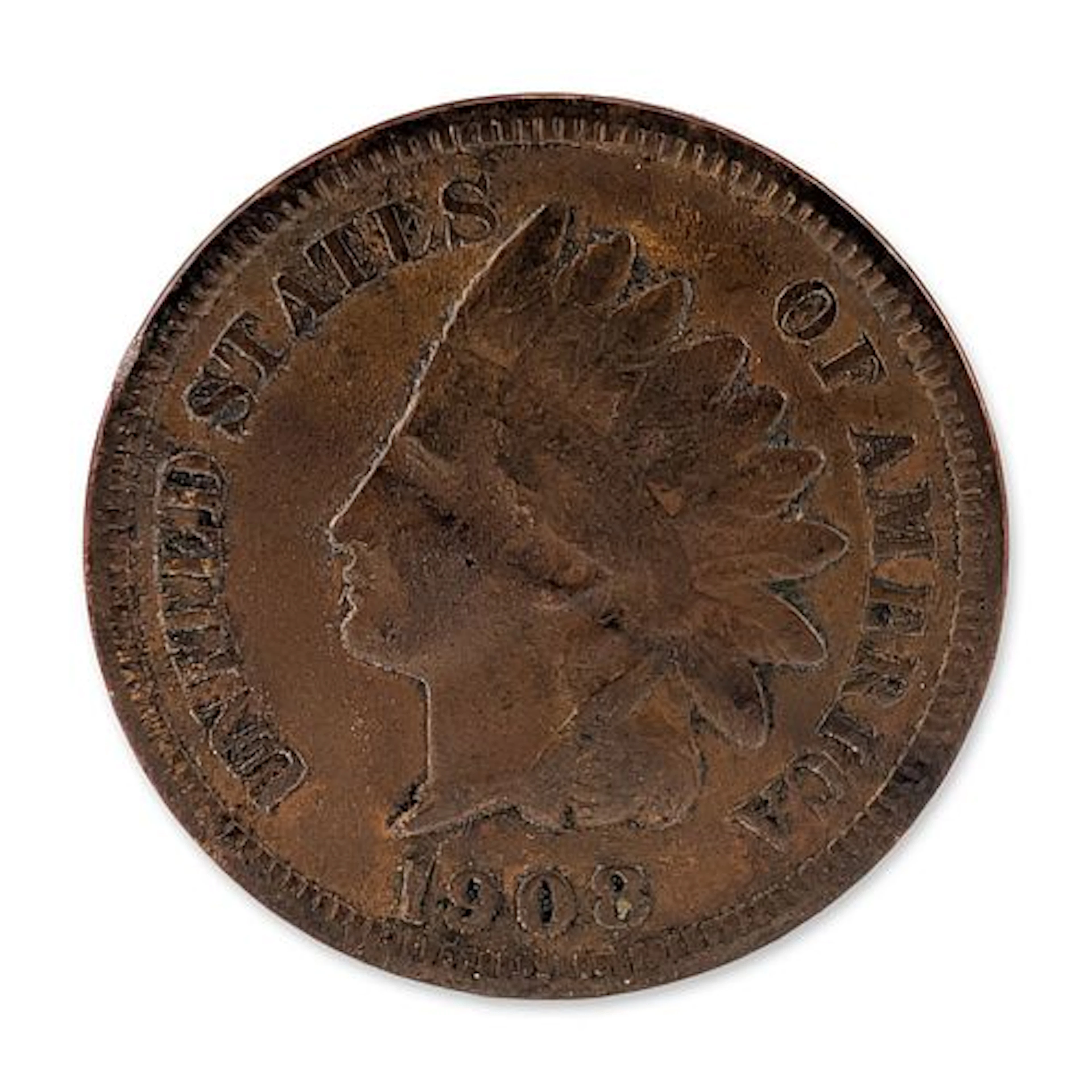 1908 US Indian Head One Cent Coin
