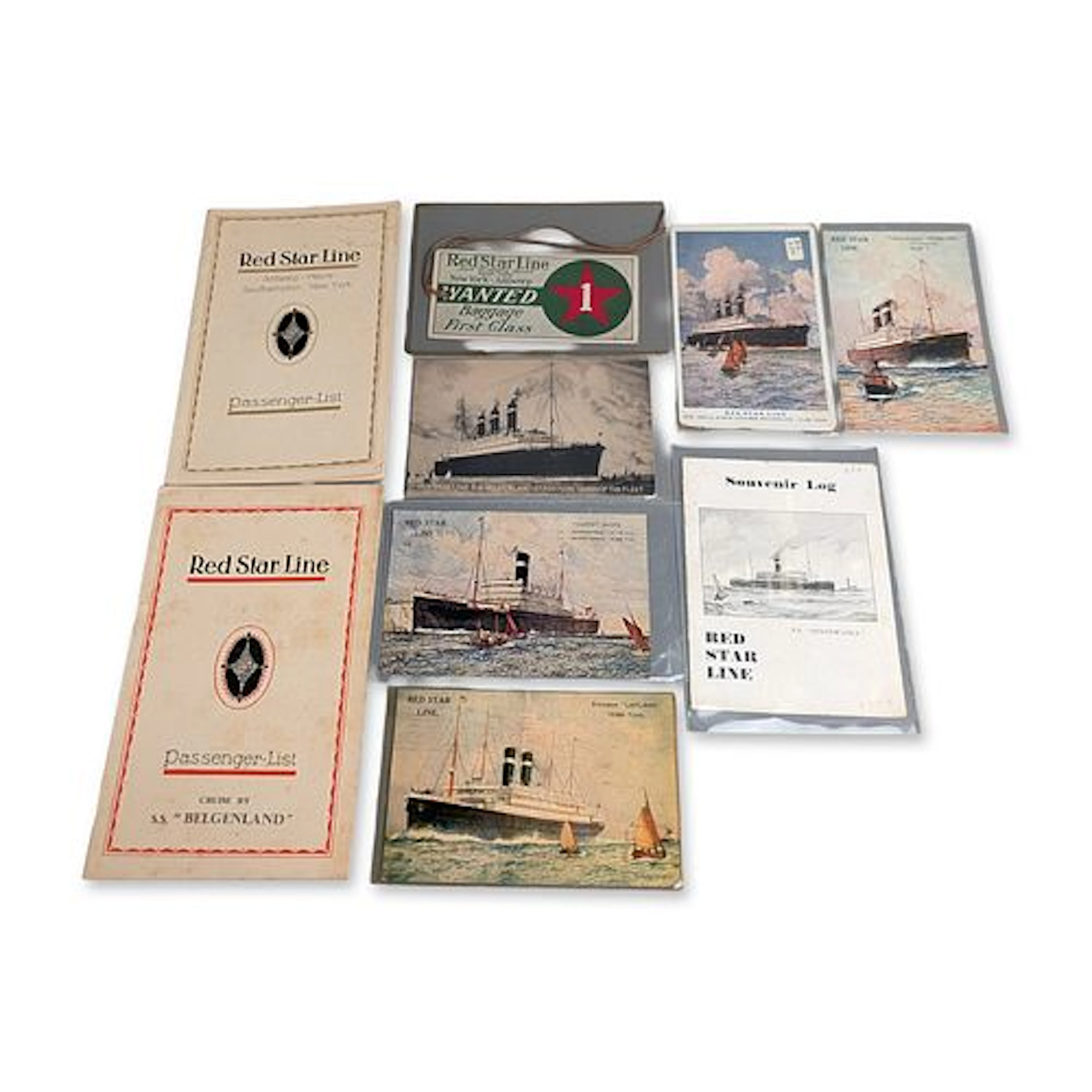 9pc Red Star Line Maritime Ephemera Collection