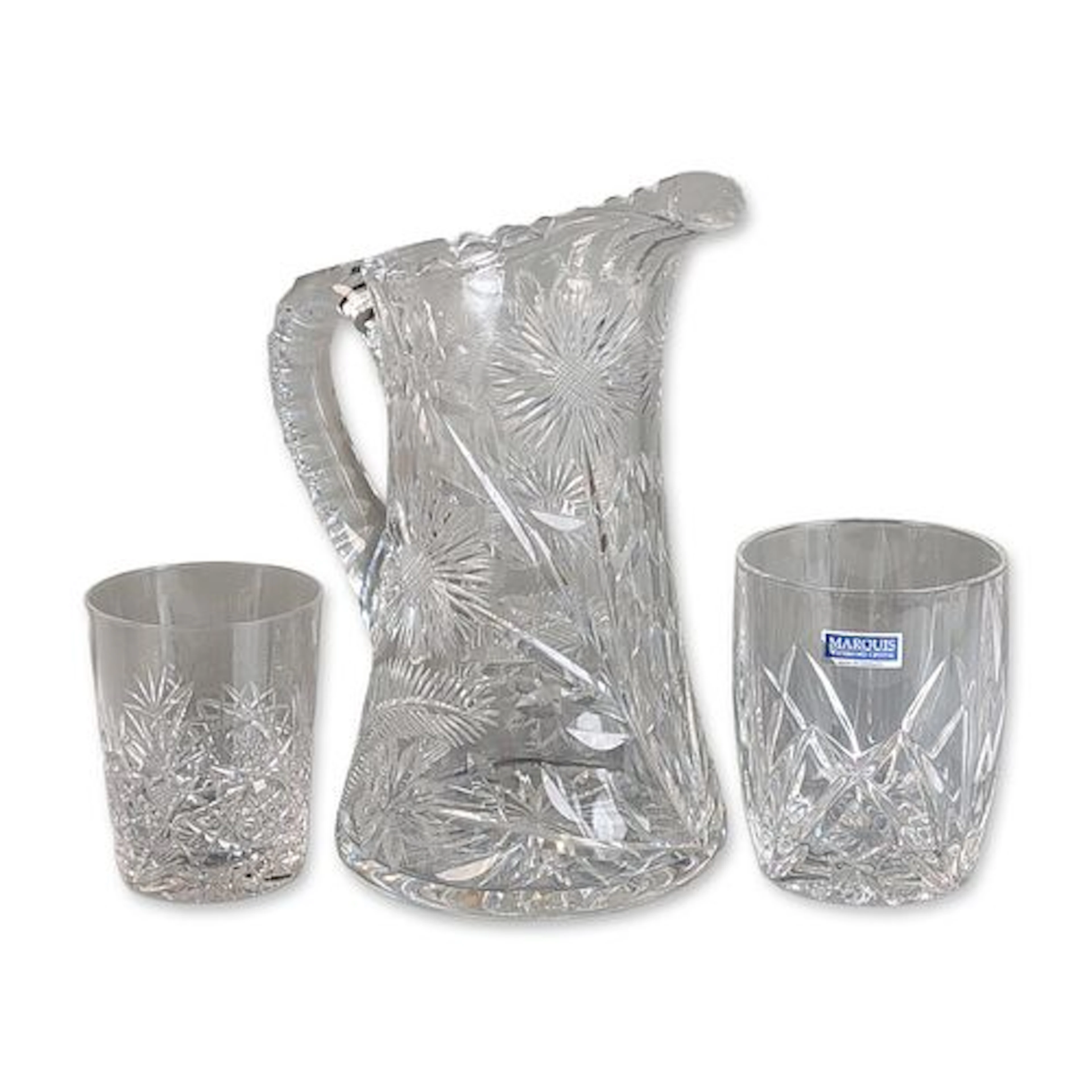 3pc Mixed Crystal Pitchers and Tumblers including Marquis by Waterford