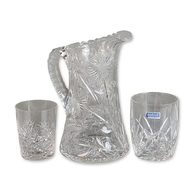 3pc Mixed Crystal Pitchers and Tumblers including Marquis by Waterford