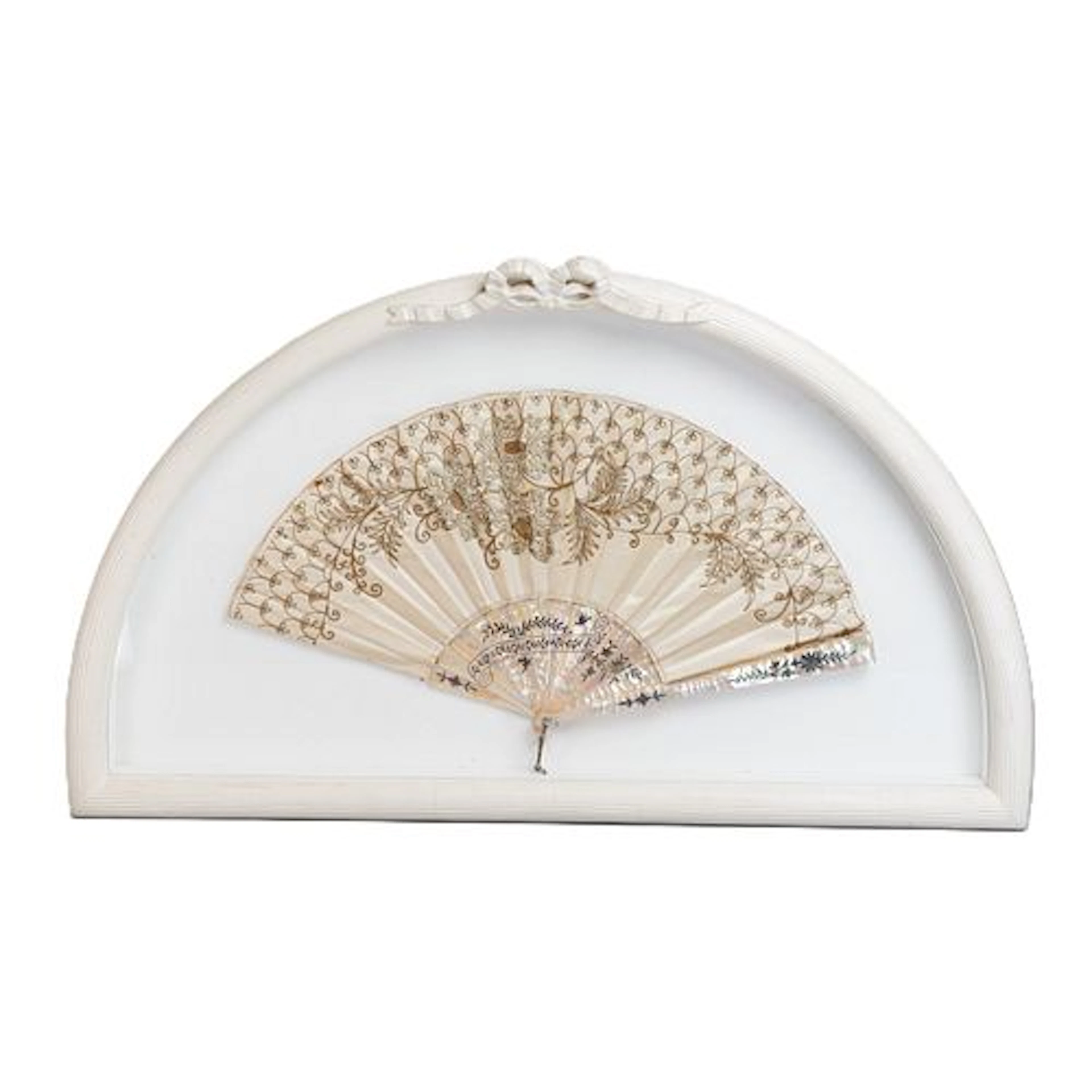 Antique Folding Hand Fan in Shadowbox