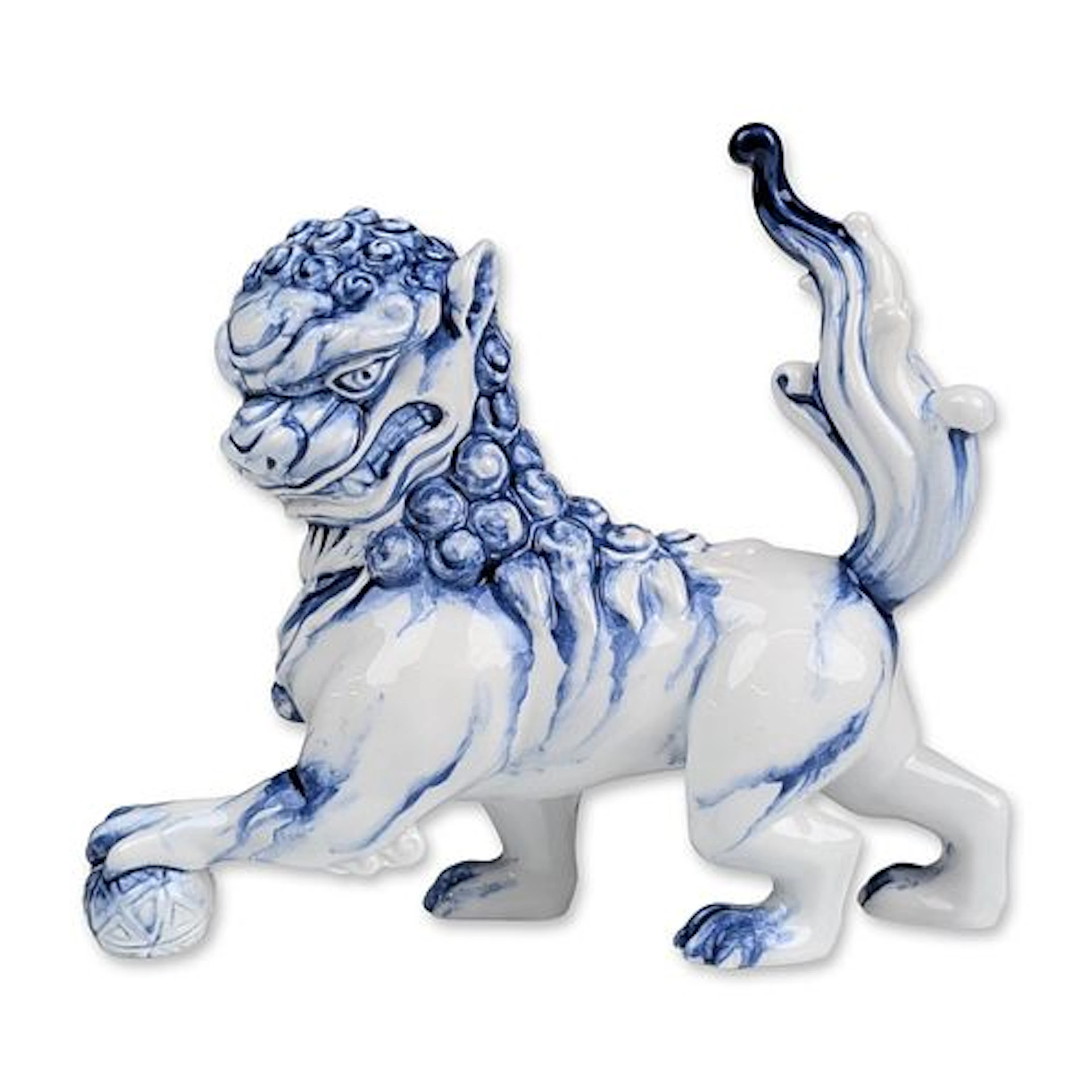Royal Doulton Prototype Flambe Blue and White Foo Dog Figurine