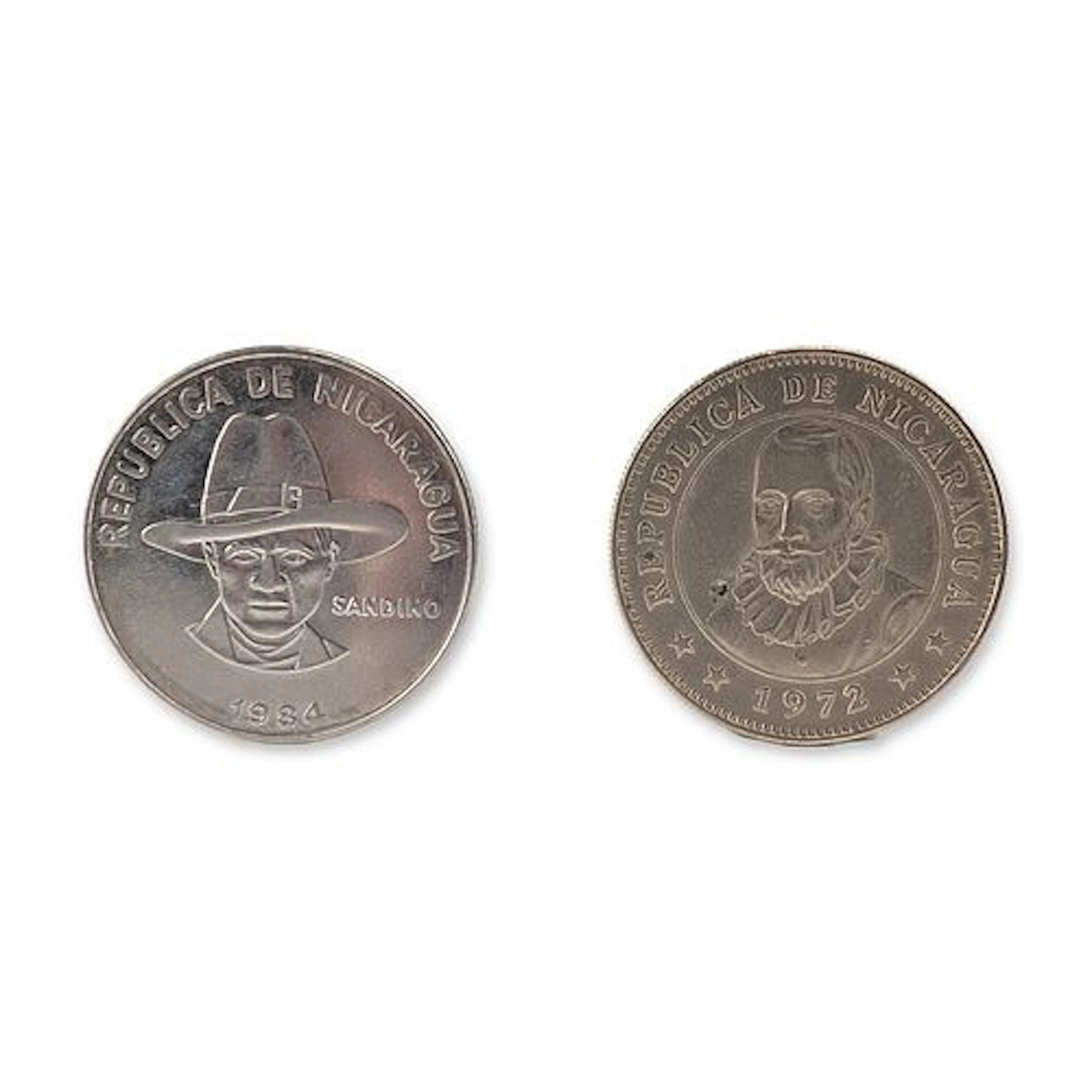 Two 1972, 1984 Nicaragua 1 Cordoba Coins