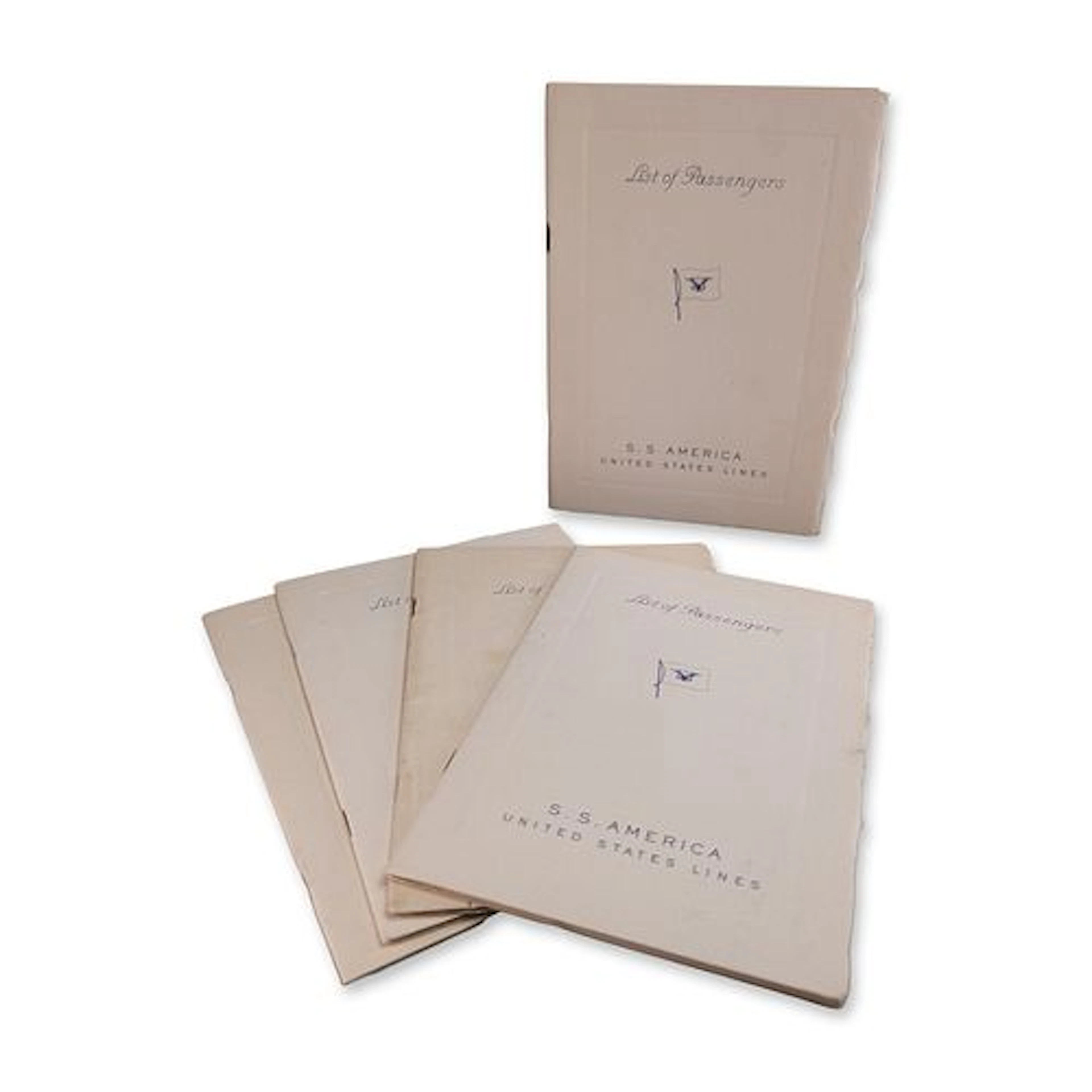 5pc S.S. America 1949 First Class Passenger List Booklets