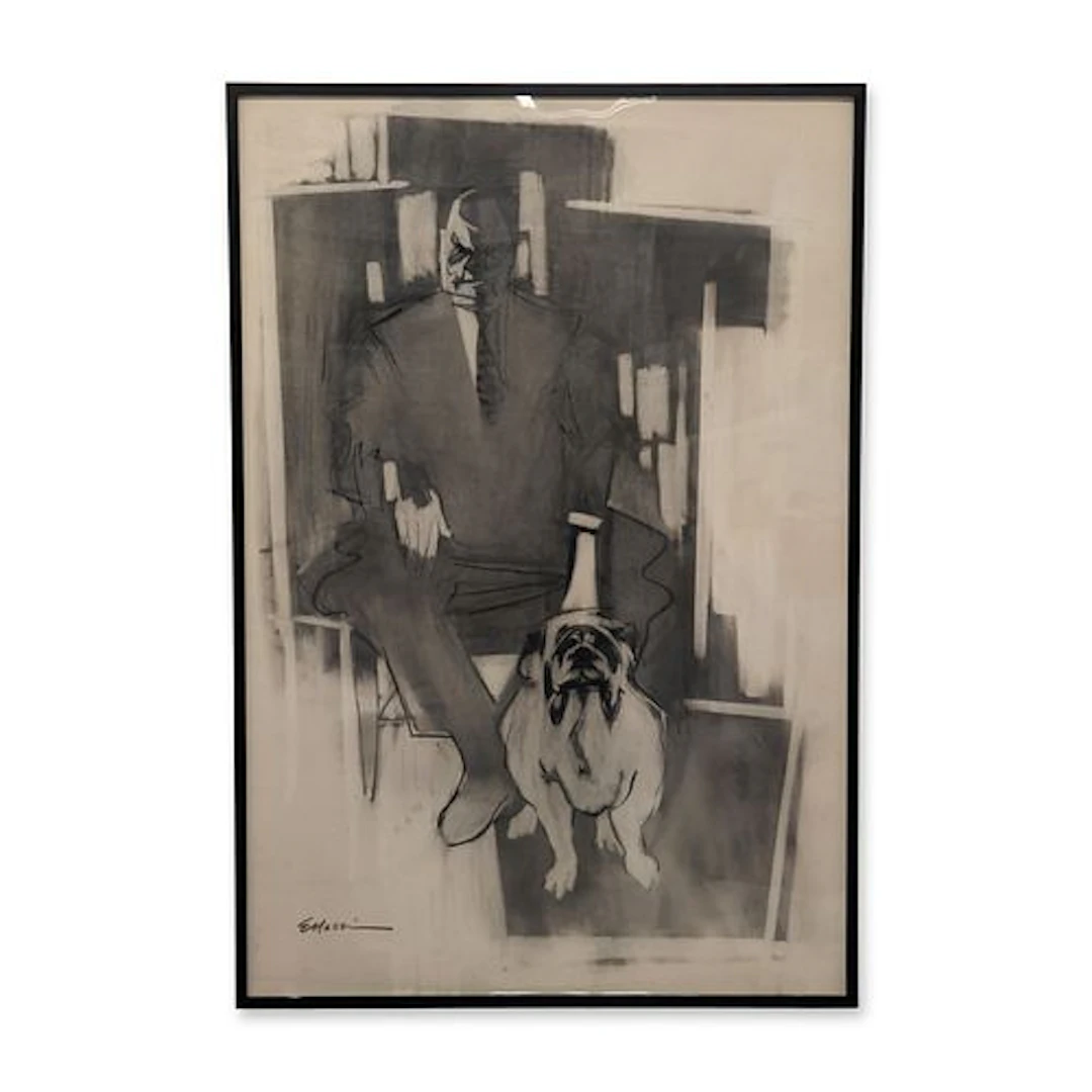 Eugene Massin (American 1920-2003) Charcoal Drawing on Paper, Figure