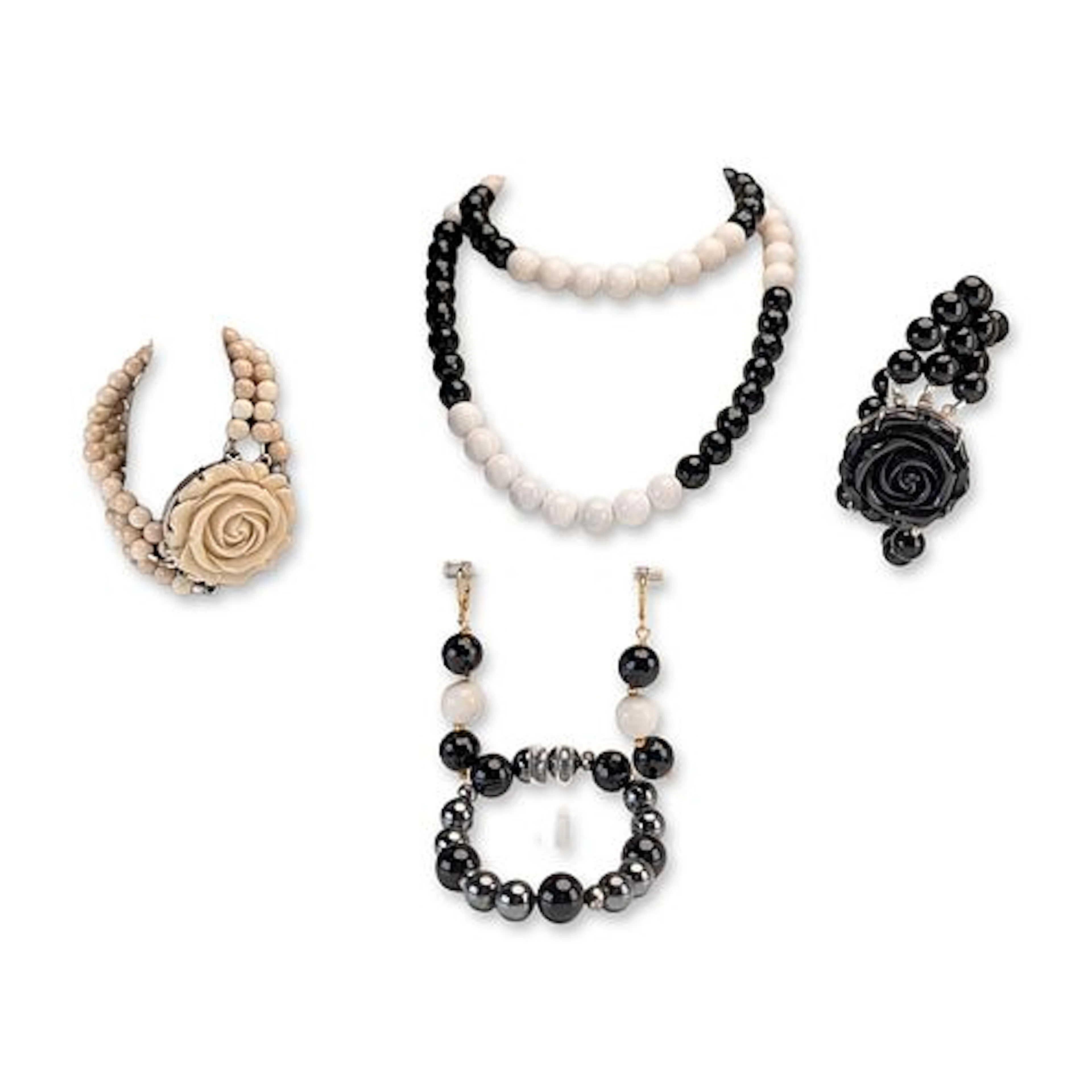 5pc Collection of Monochrome Beaded Jewelry