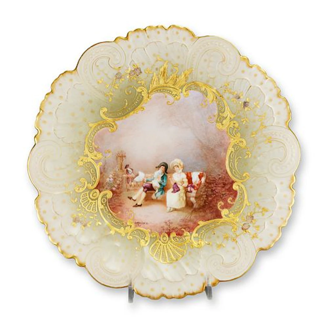 Mansard Paris Belle Epoque Hand-Painted Rococo Revival Cabinet Plate