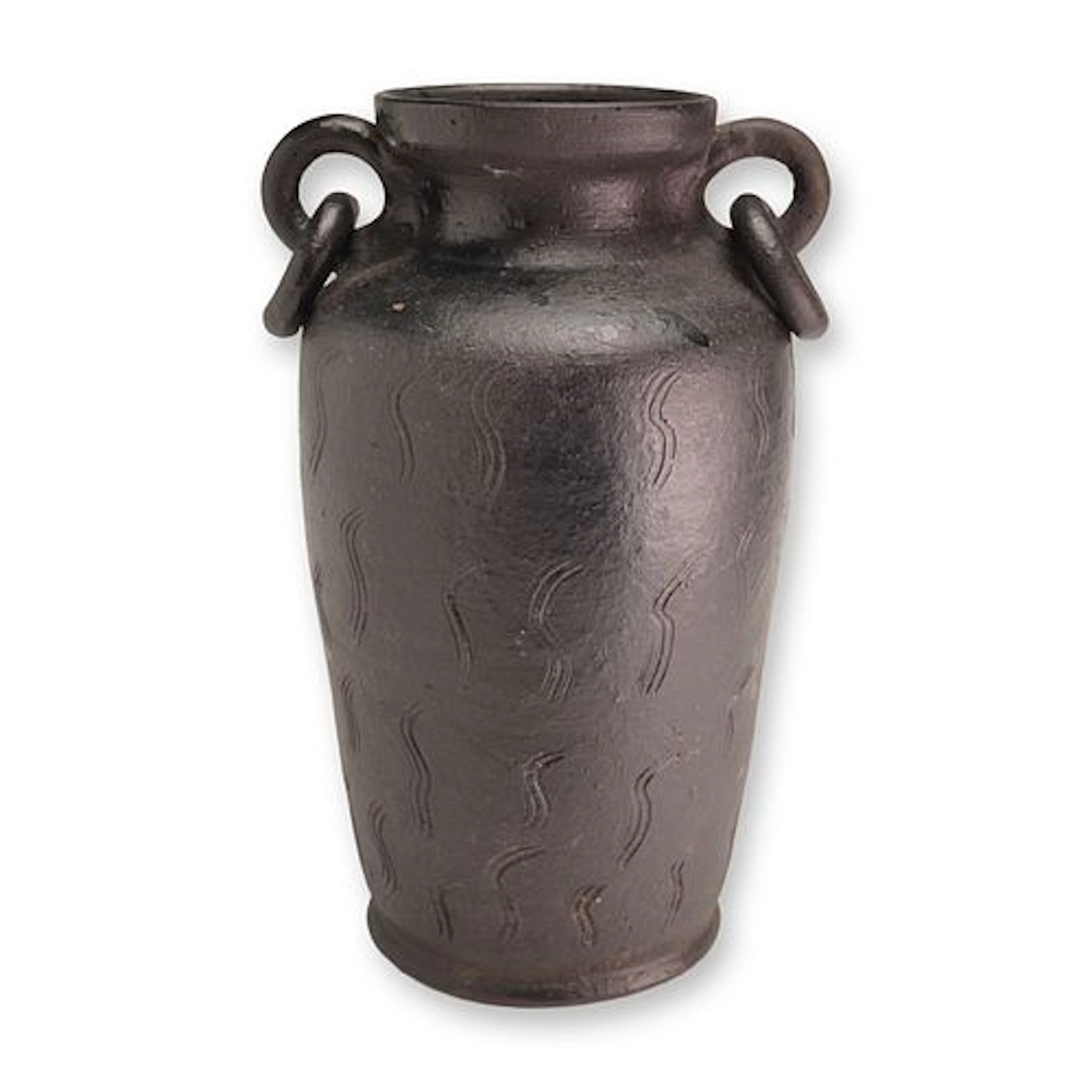 Ceramic Ring-Handled Jar in Gunmetal Black