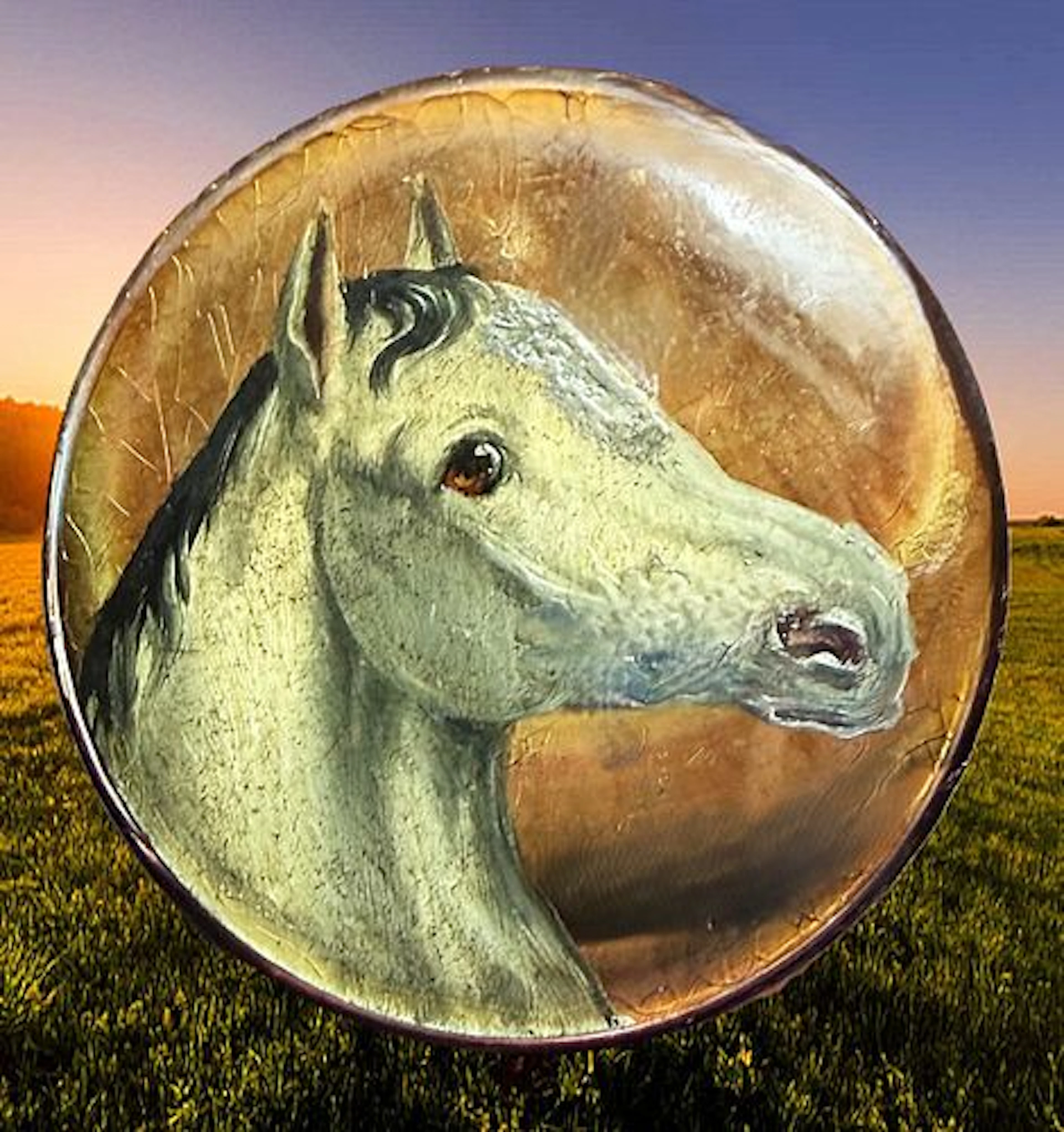 A VERY RARE VERNIS MARTIN SPORTING BUTTON