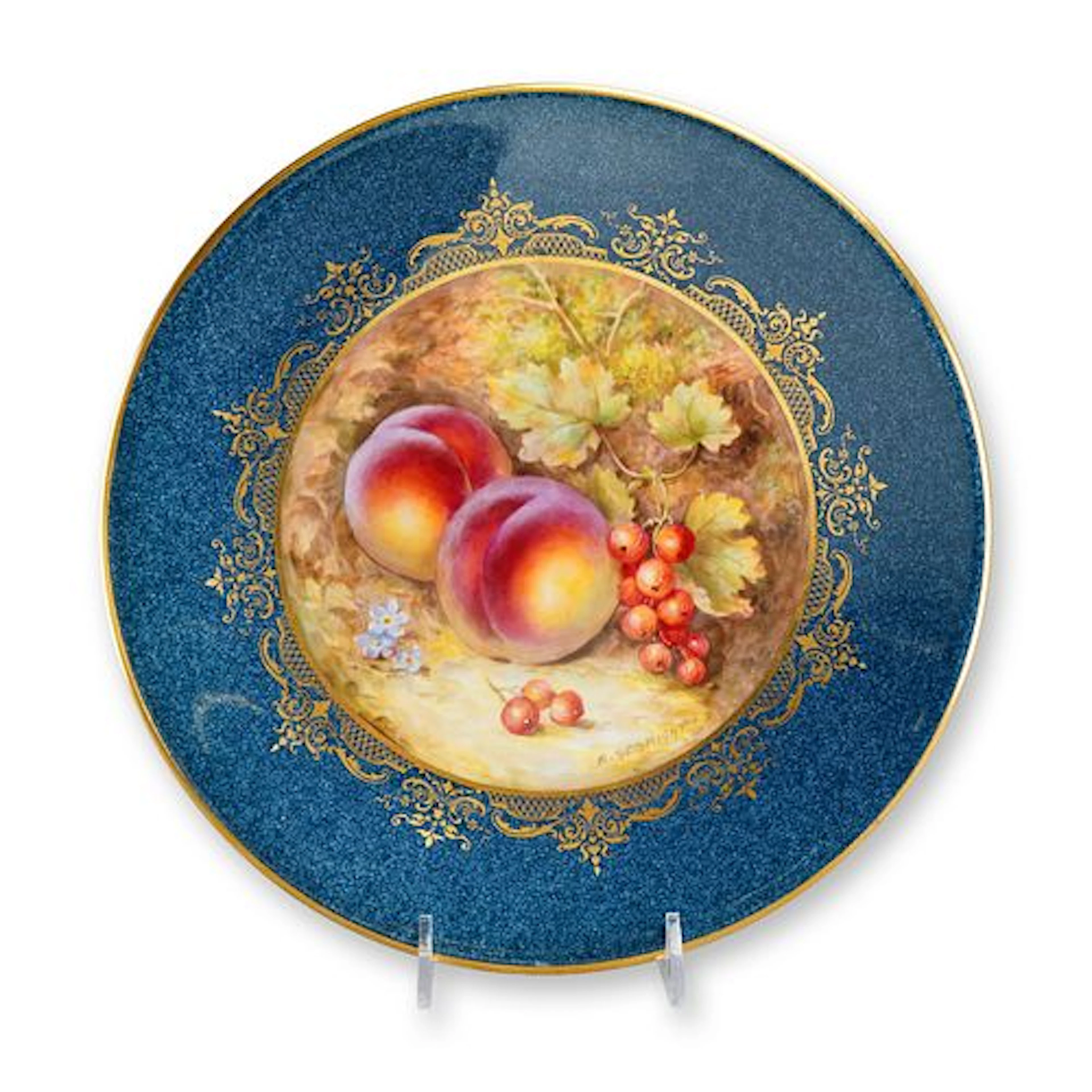 English Royal Worcester Hand-Painted Porcelain Cabinet Plate with