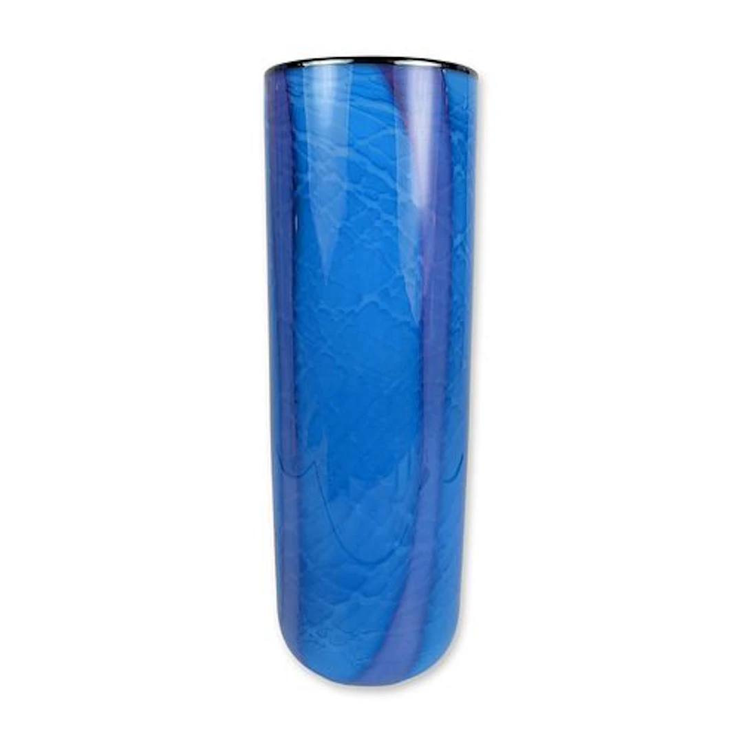Large Blue and Purple Art Glass Floor Vase