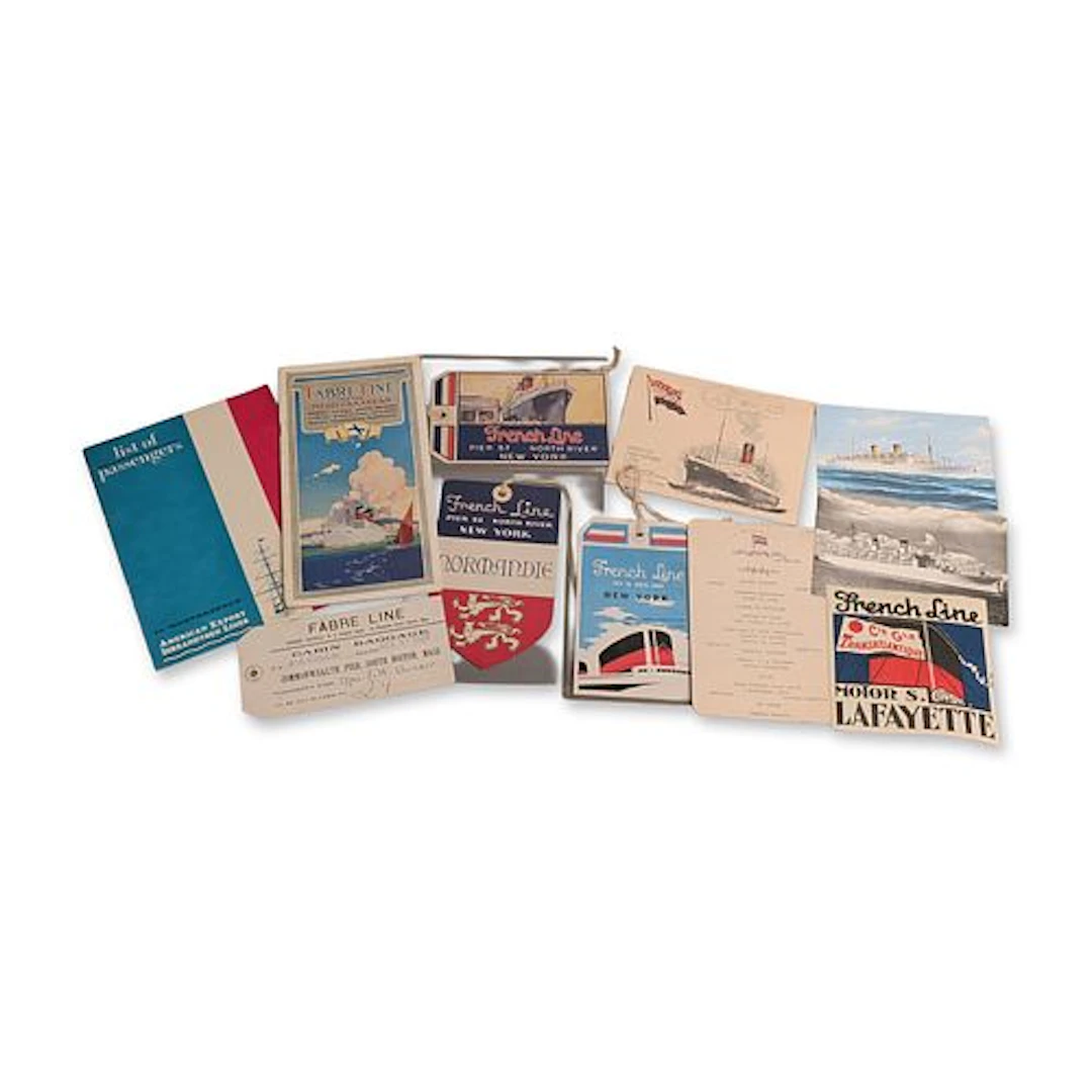 10pc Collection of Vintage Ocean Liner Ephemera and Baggage Tags