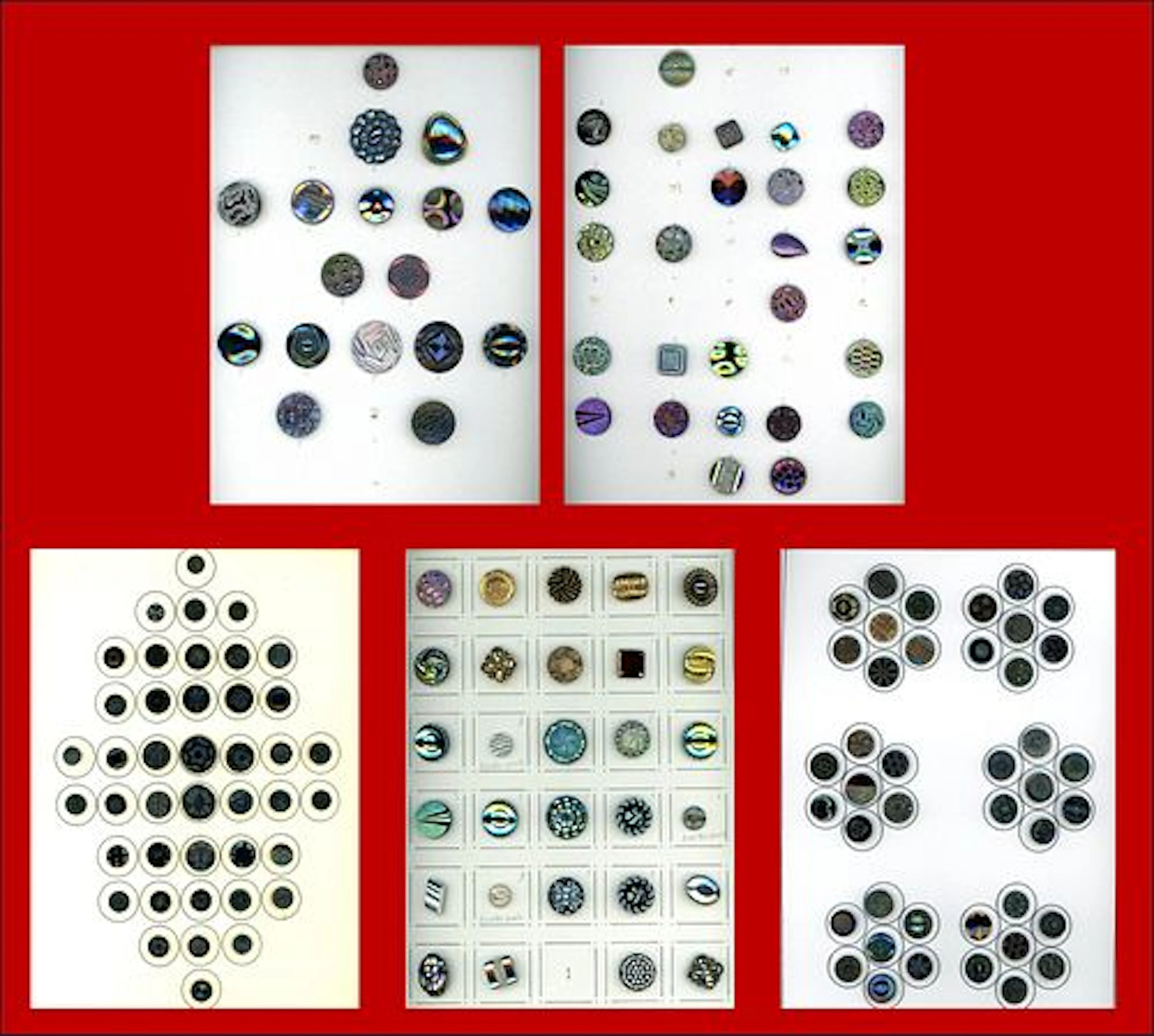 A BOX LOT INCLUDING AN ASSORTMENT OF CARDED BUTTONS