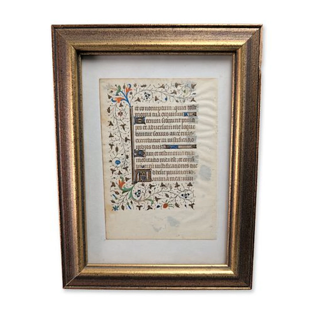 Northern French 15th Century Illuminated Manuscript Leaf, Psalm 118