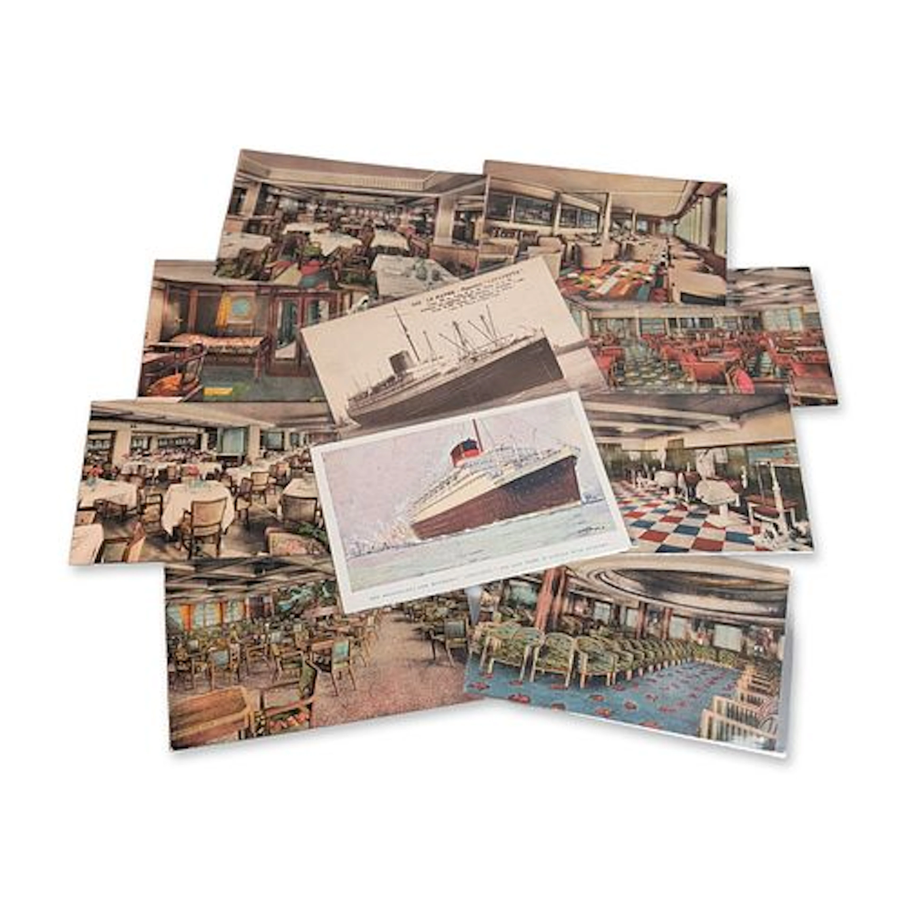 10pc Compagnie Generale Transatlantique SS Lafayette & SS Champlain