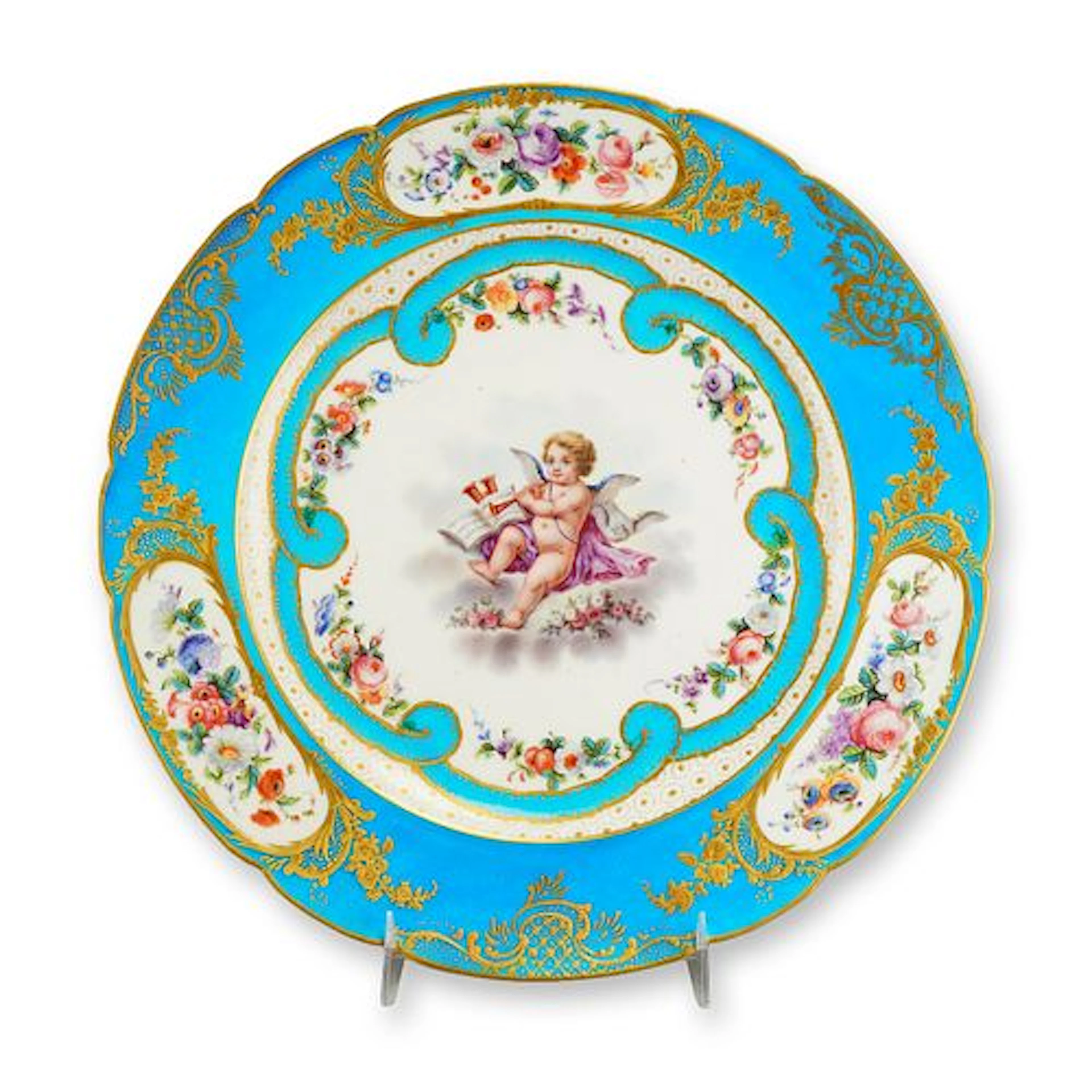 French Sevres Rococo Style Porcelain Cabinet Plate