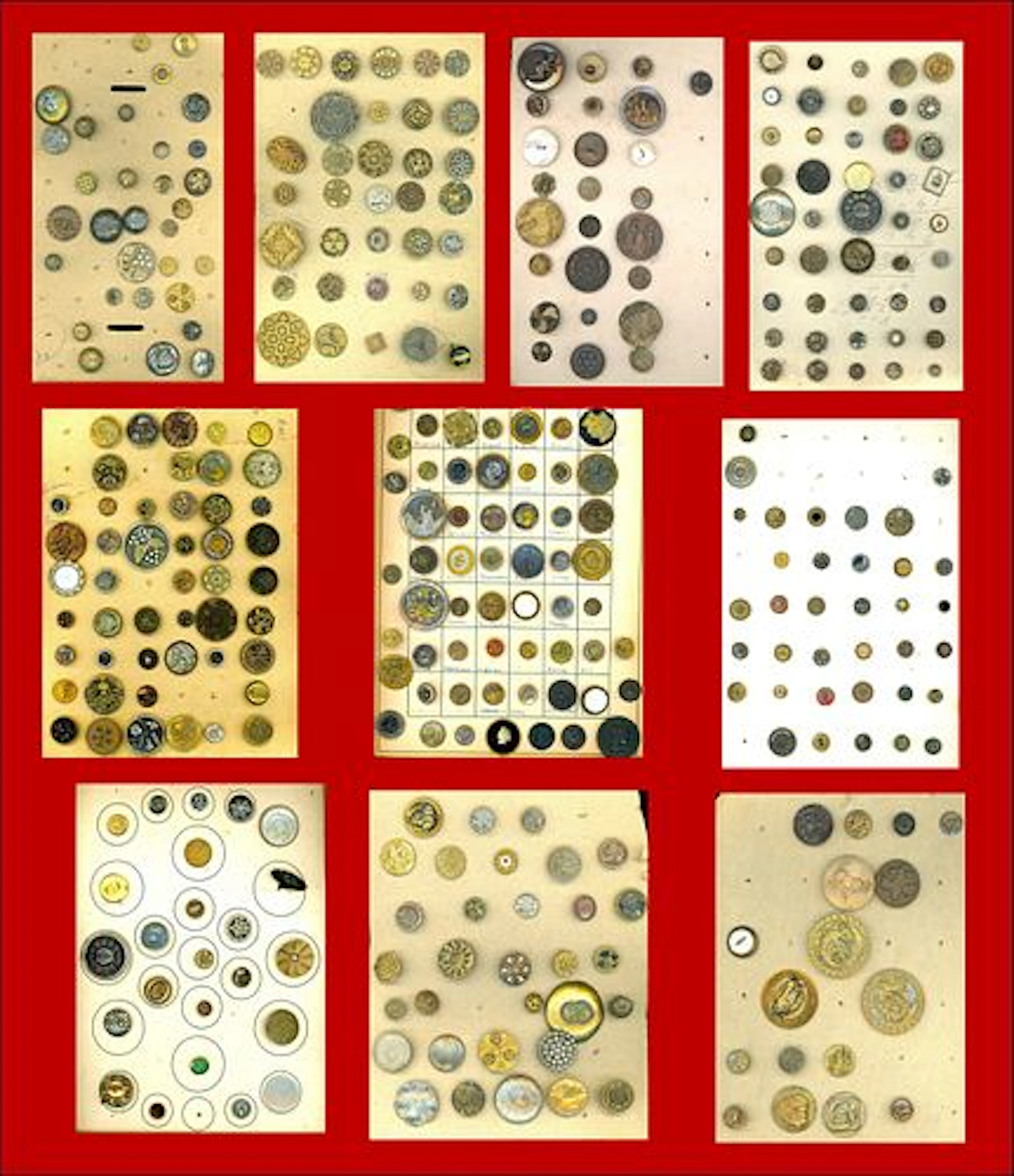 9 CARDS OF DIVISION 1 METAL PICTORIAL & PATTERN BUTTONS