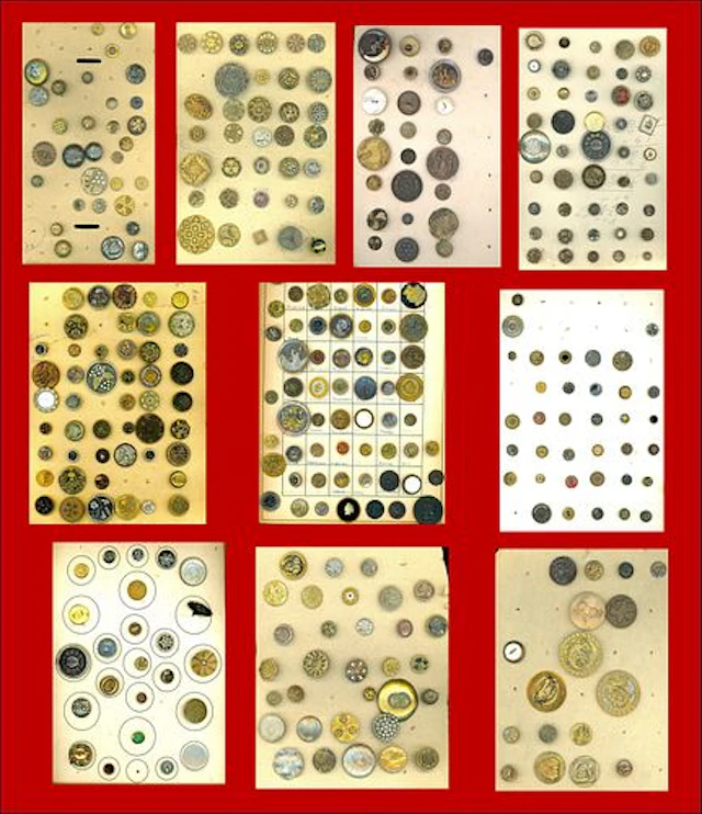9 CARDS OF DIVISION 1 METAL PICTORIAL & PATTERN BUTTONS