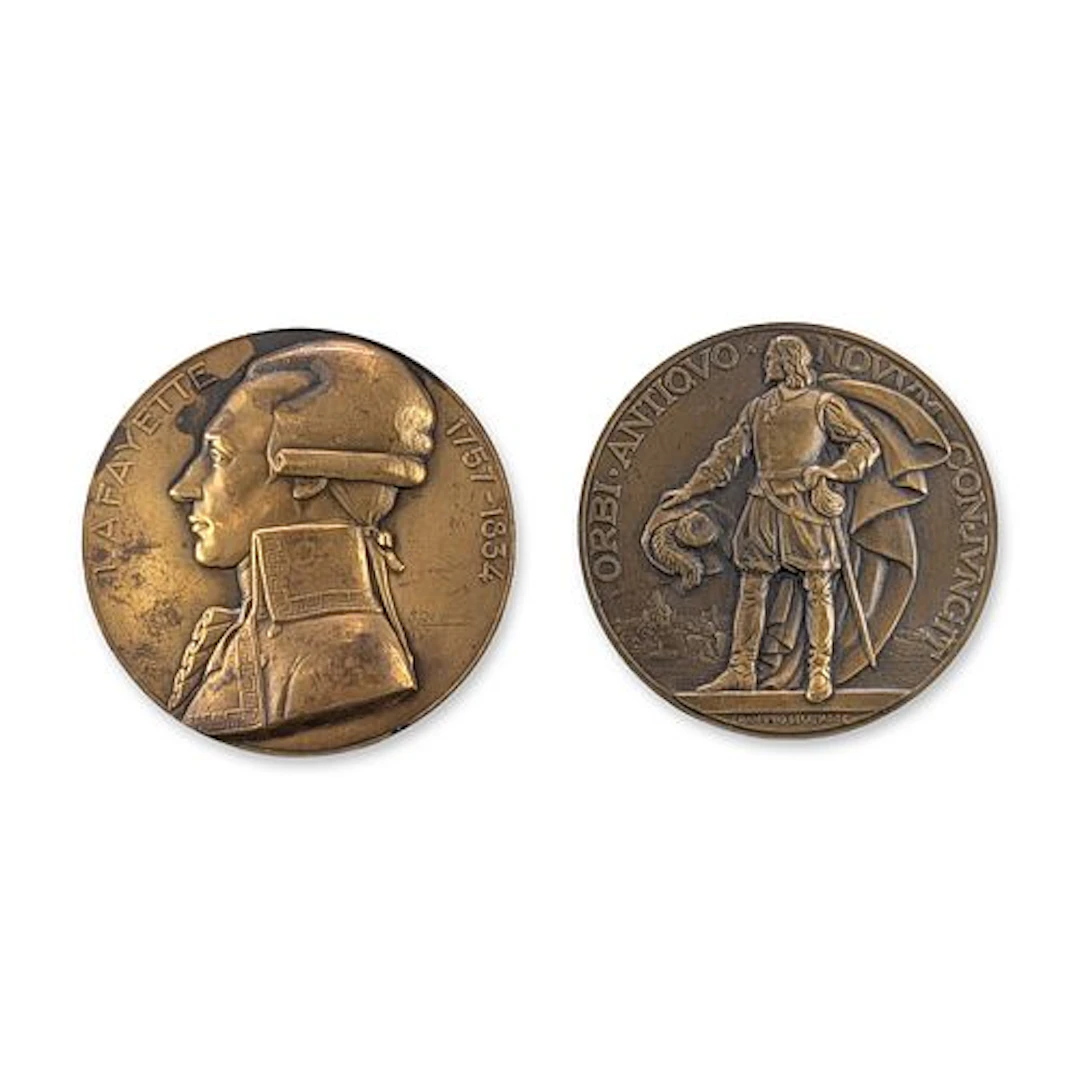 2 French Line Bronze Medals, Lafayette and Champlain