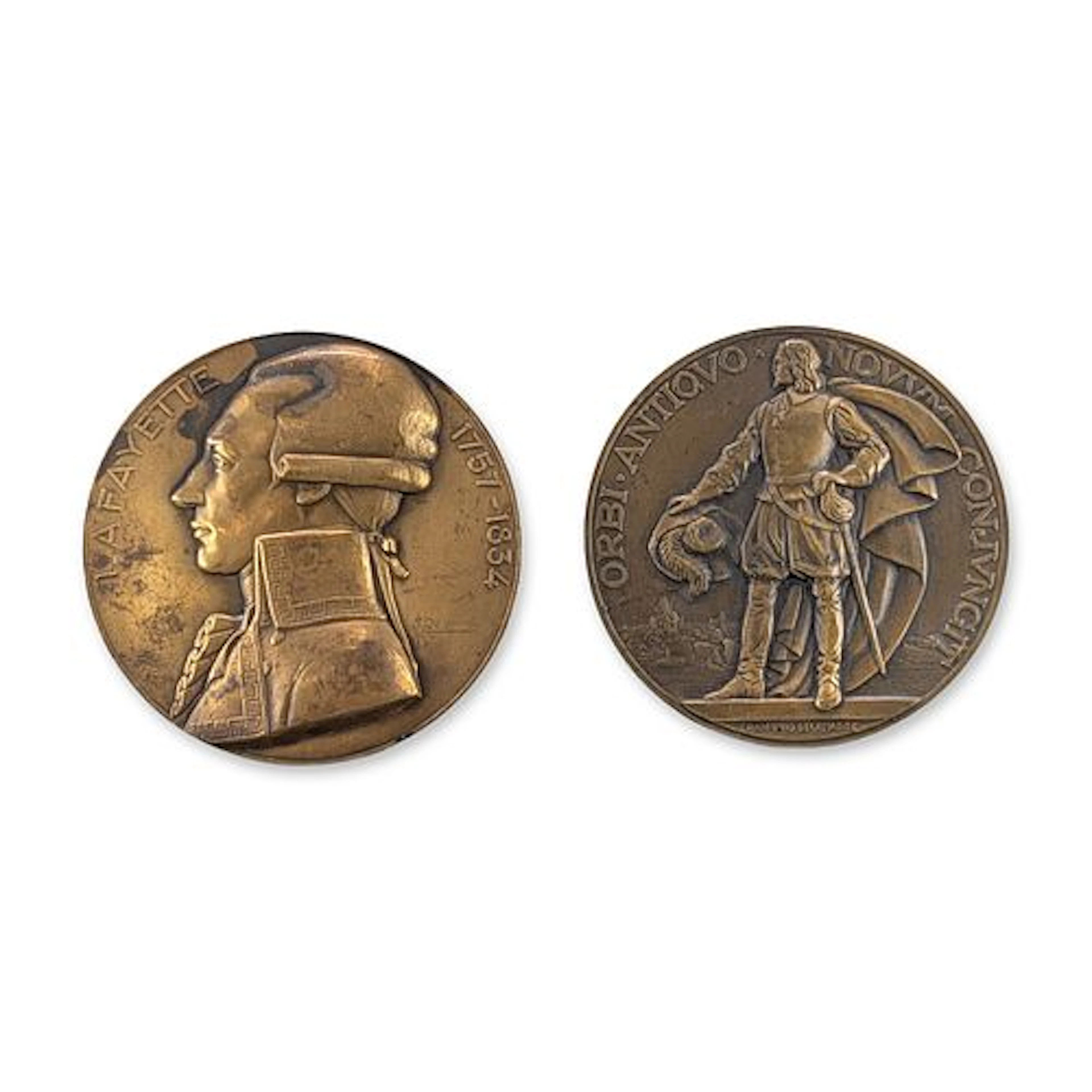2 French Line Bronze Medals, Lafayette and Champlain