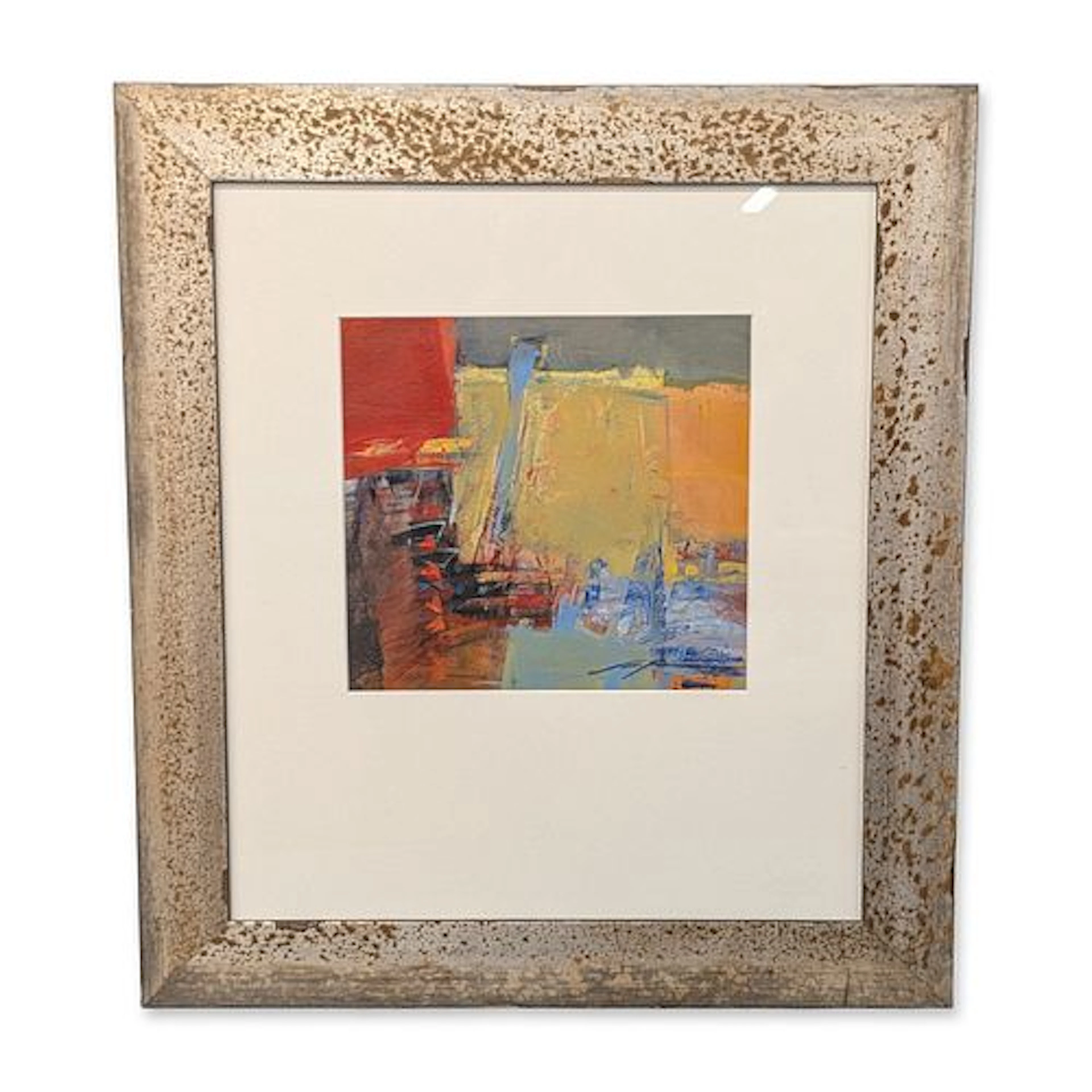 Signed Modernist Abstract Expressionist Oil on Paper Painting