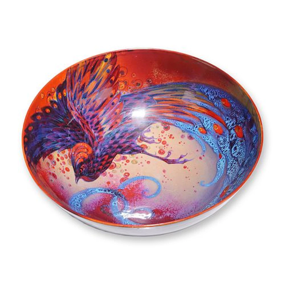 Royal Doulton by Charles Noke ,Rare Large Flambe Sung Phoenix Bowl