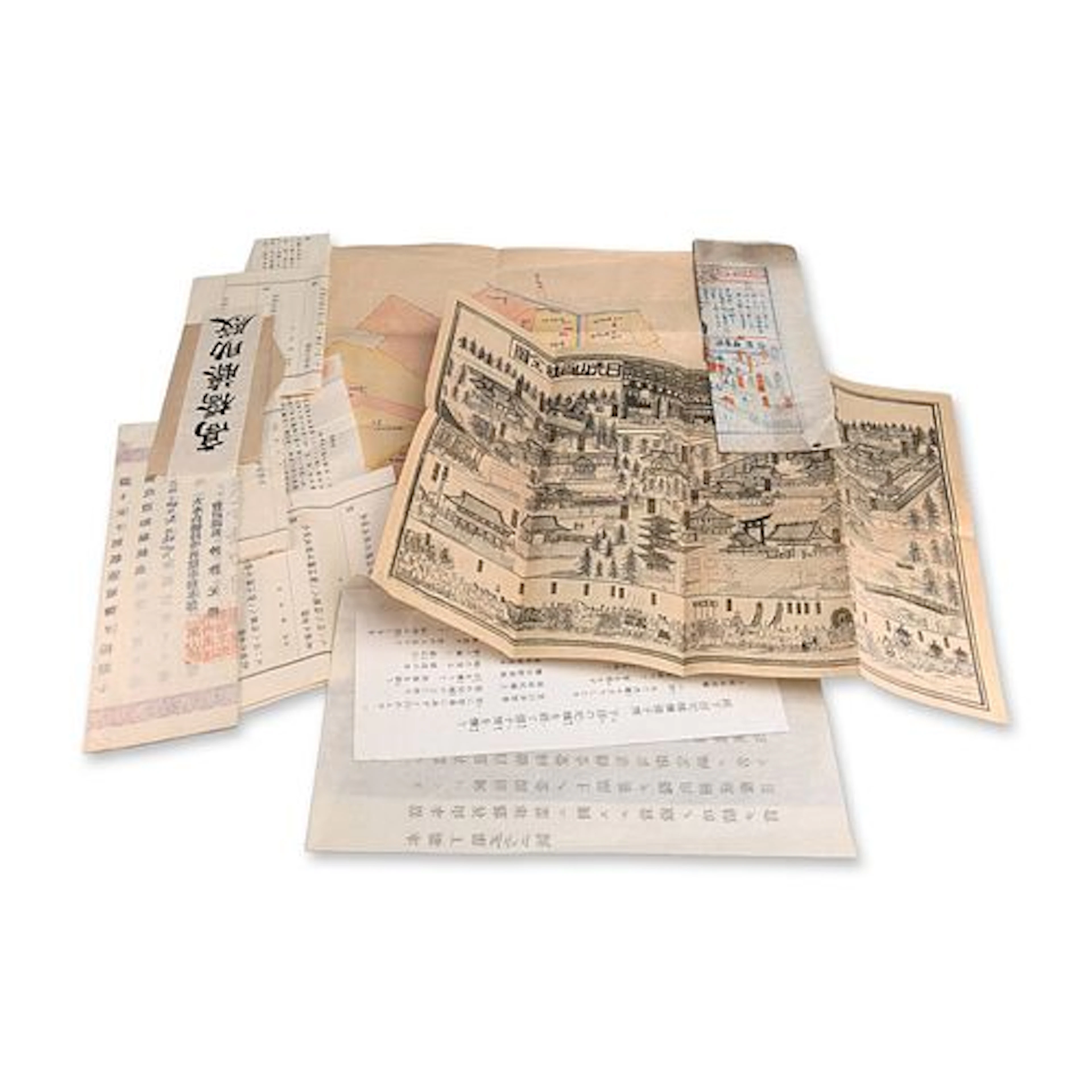 12pc Collection of Meiji and Taisho Era Japanese Maps and Buddhist Documents