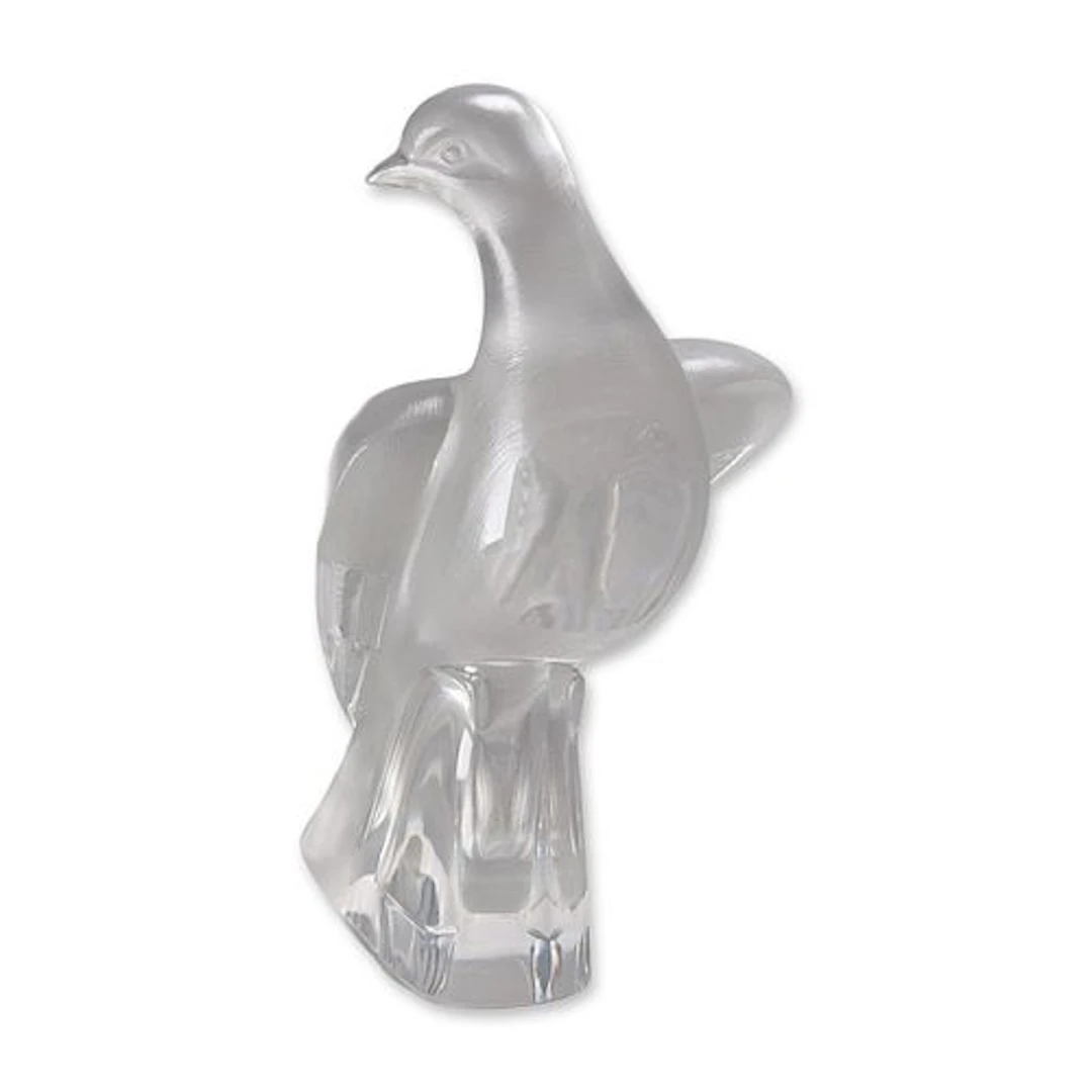 Lalique France Frosted and Clear Crystal Pigeon Figurine