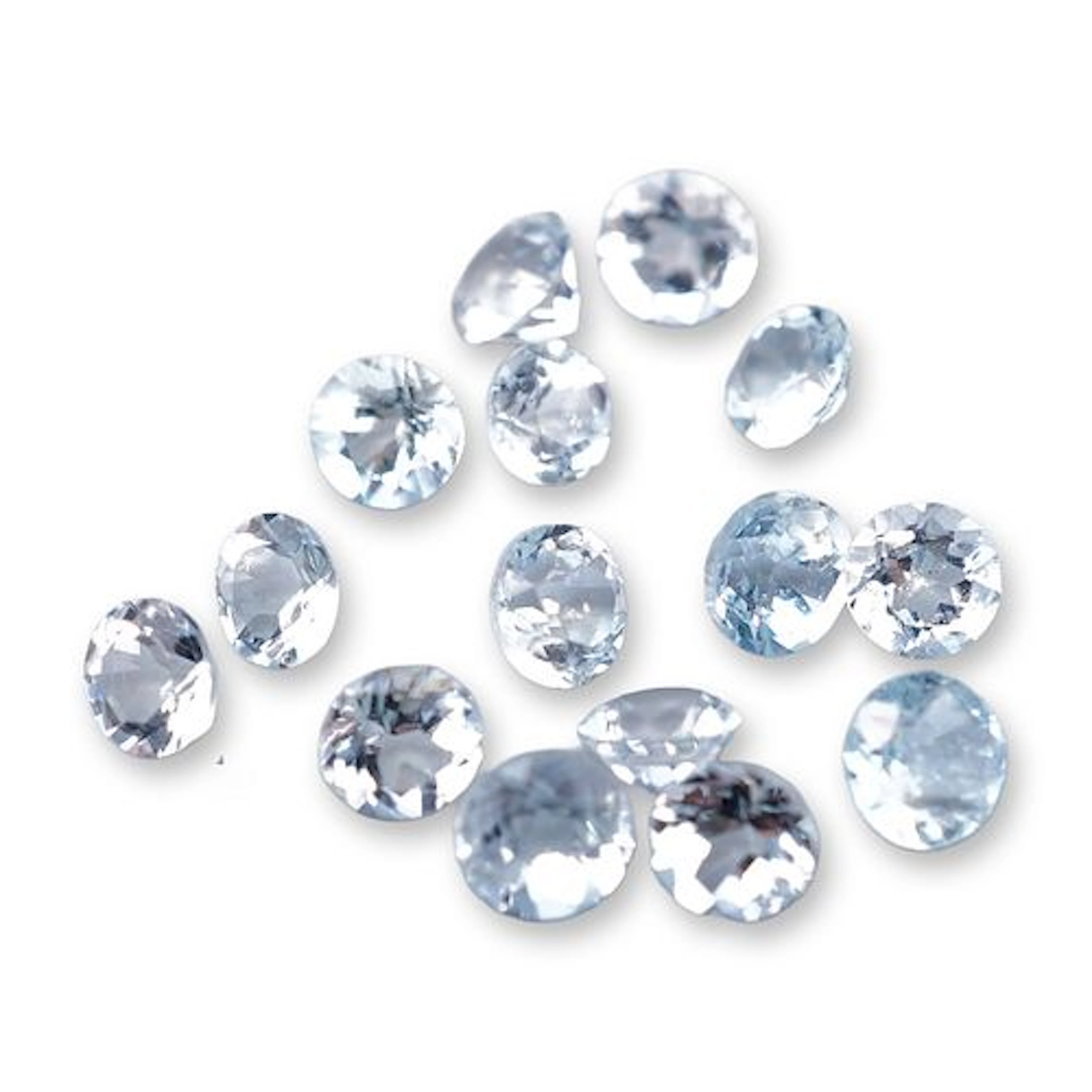 Seventeen Round Faceted Aquamarine Gemstones